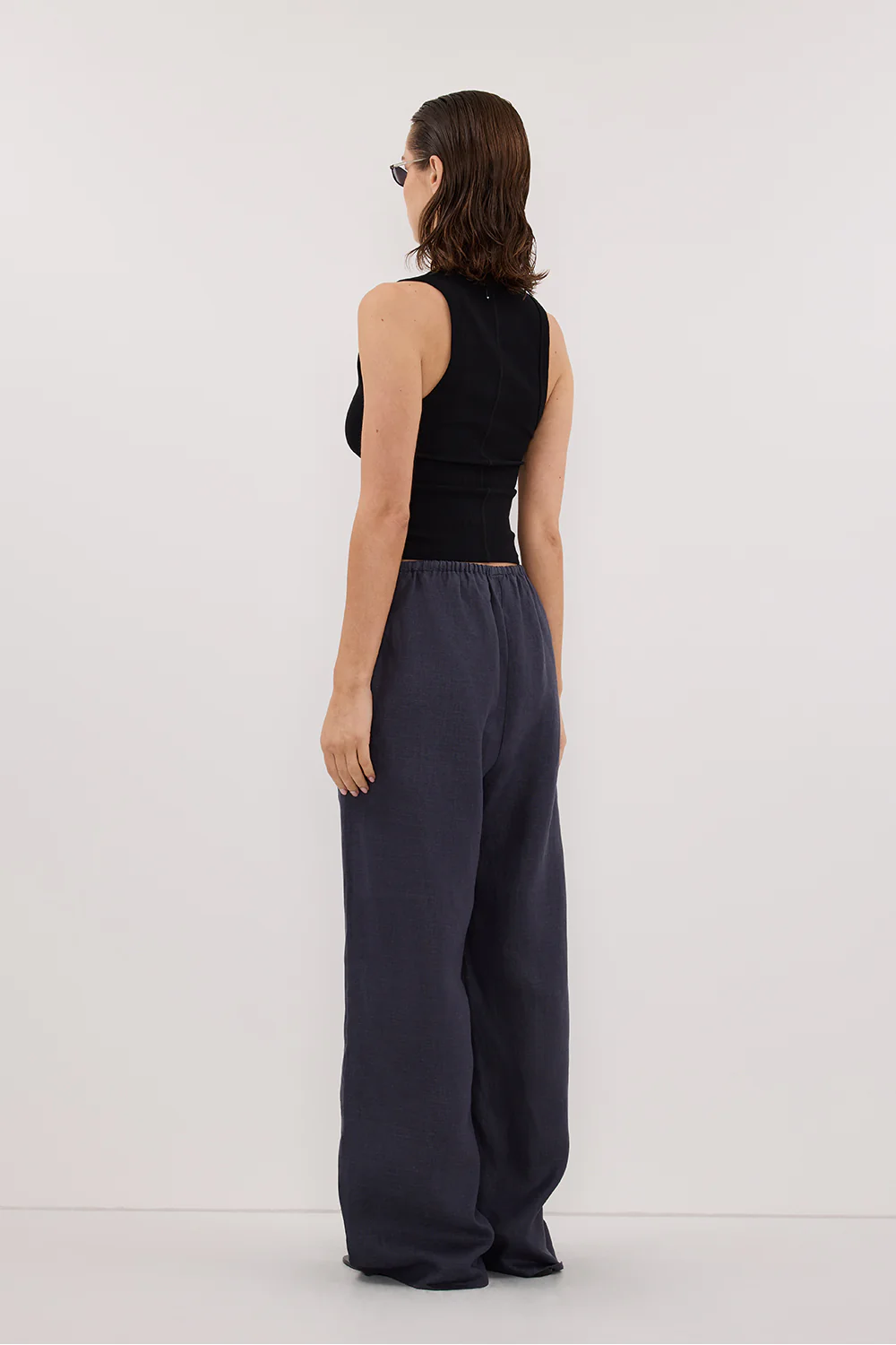 CARLA INDIGO DRAWSTRING LINEN PANT - Image 4