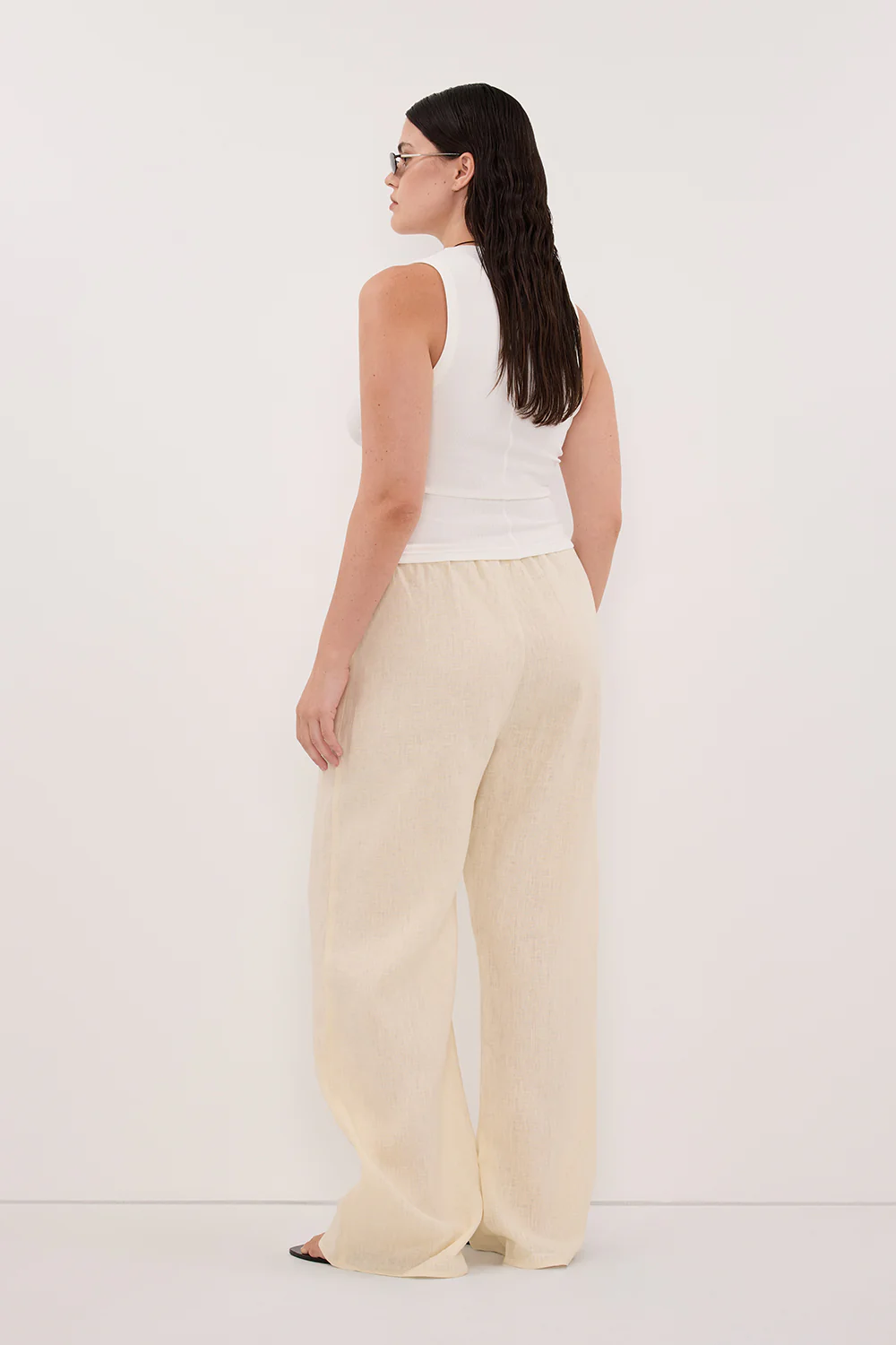 CARLA STRAW DRAWSTRING LINEN PANT - Image 7
