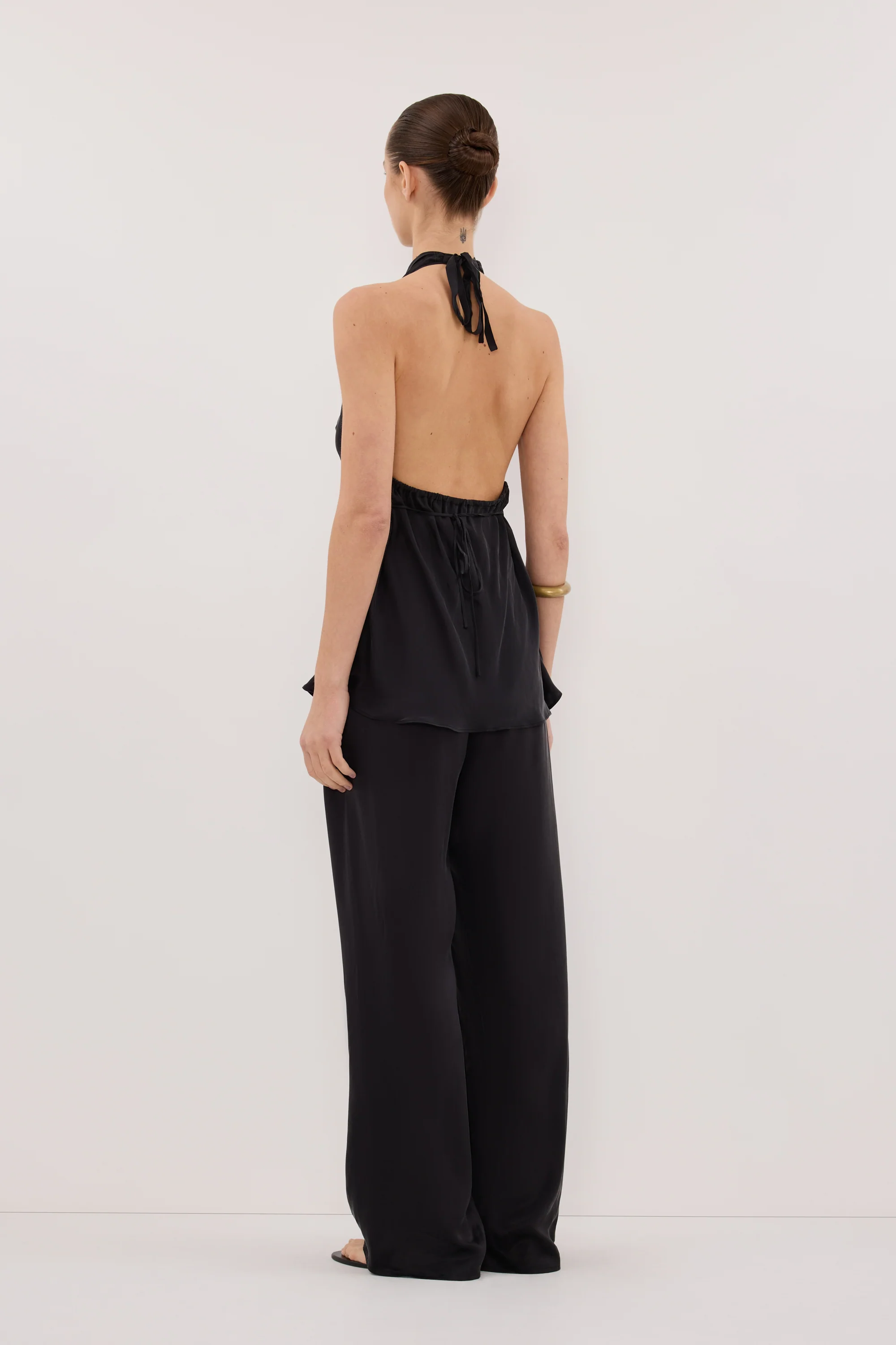CARLENE BLACK SILK COWL NECK TOP - Image 4