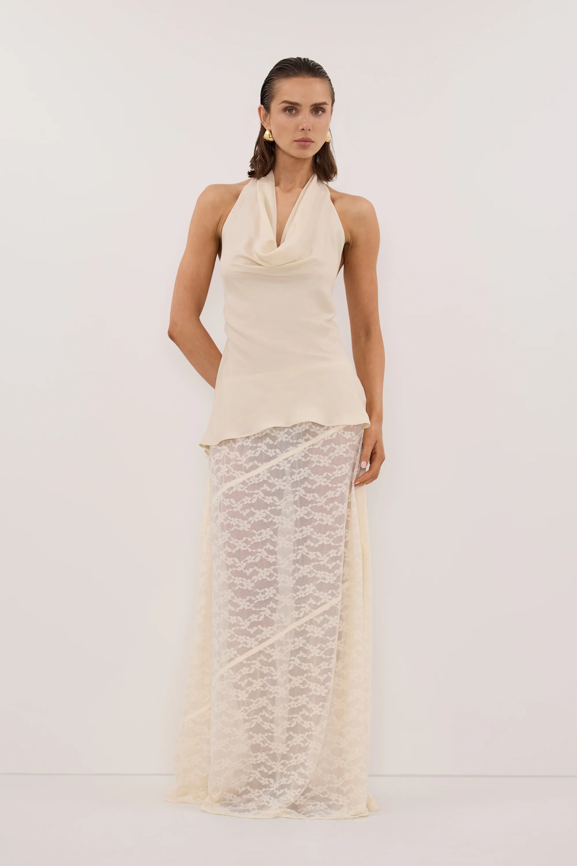 CARLENE STRAW SLEEVELESS CUPRO COWL TOP
