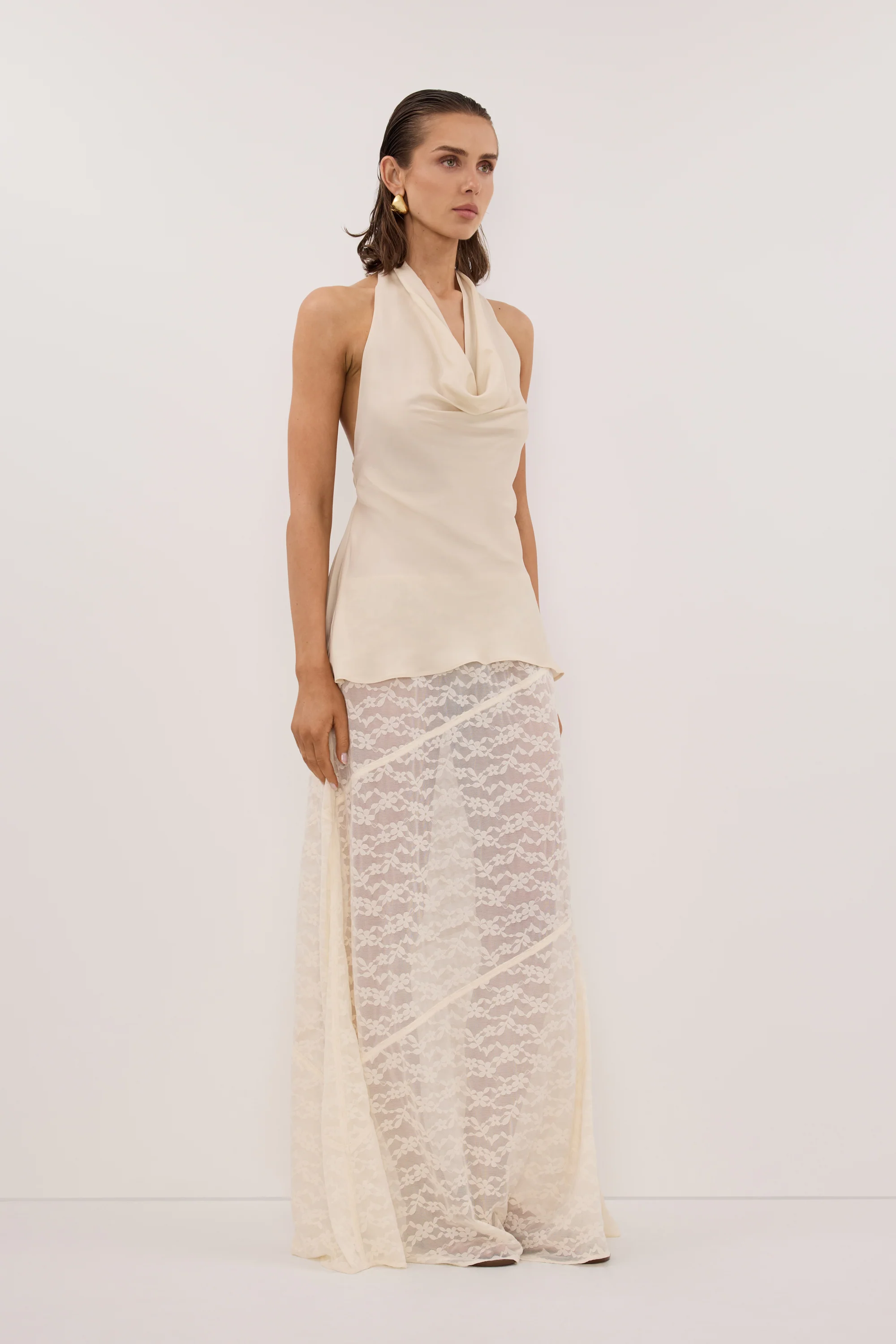 CARLENE STRAW SLEEVELESS CUPRO COWL TOP - Image 3