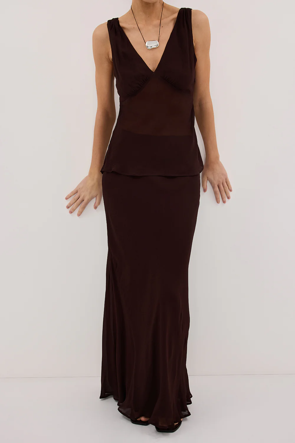 CARLY DARK CHOC MIDI SKIRT - Image 2