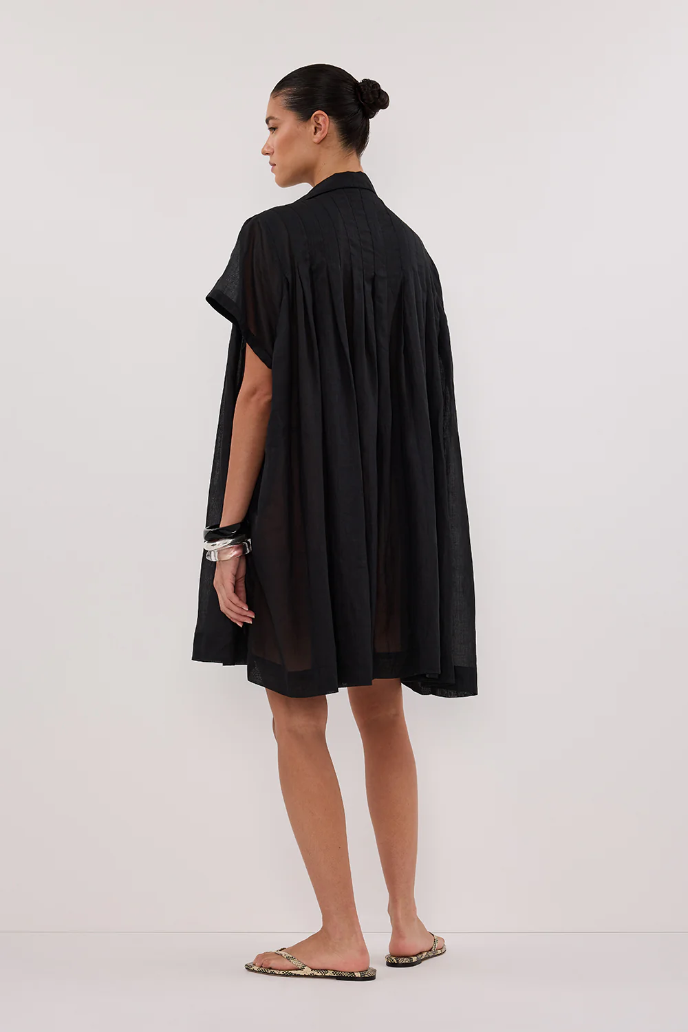 CARMEL BLACK RAMIE MINI DRESS - Image 4