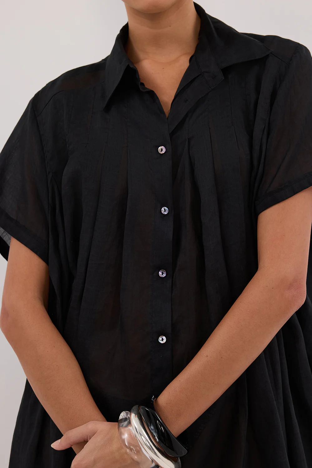 CARMEL BLACK RAMIE MINI DRESS - Image 5