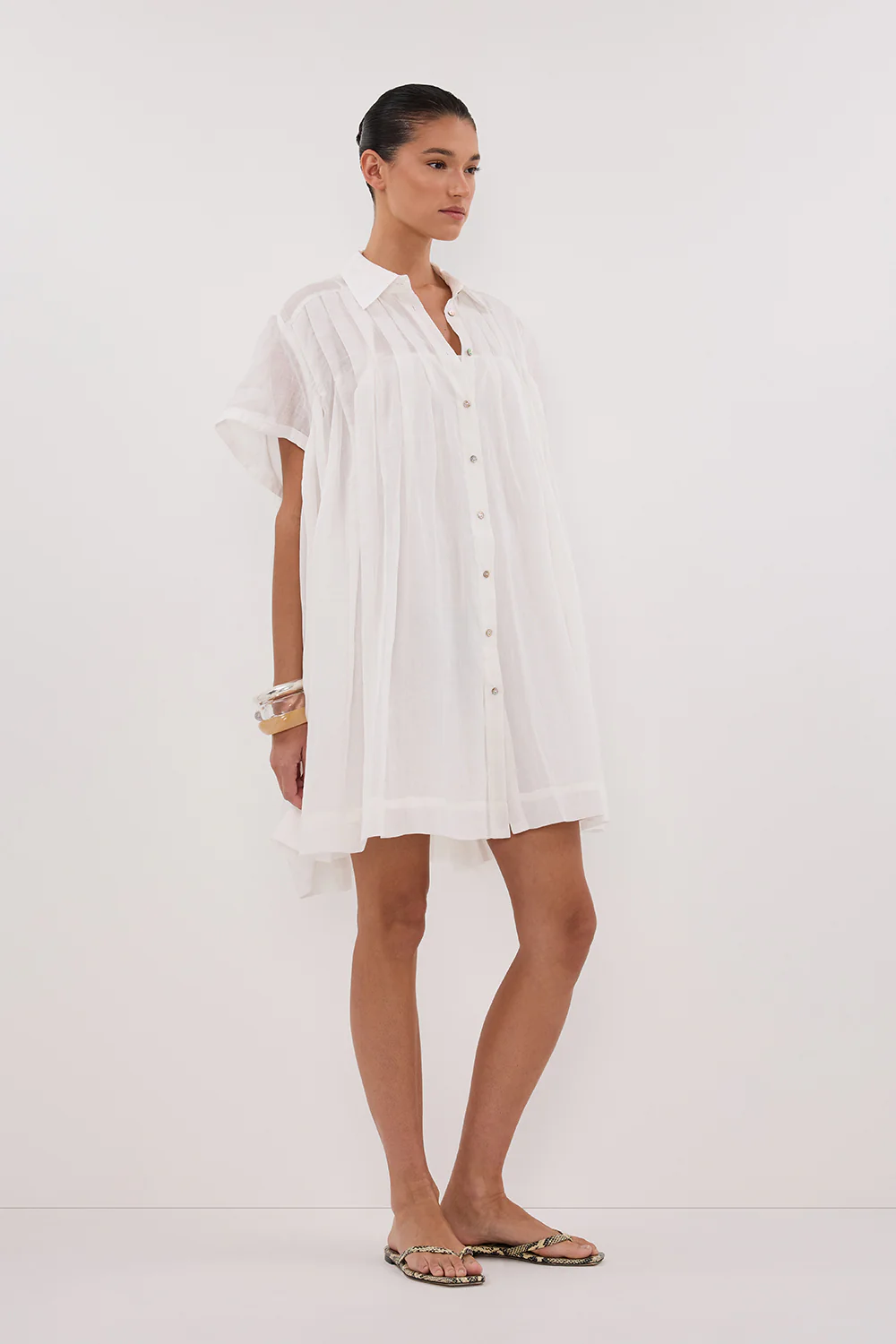 CARMEL WHITE RAMIE MINI DRESS - Image 3