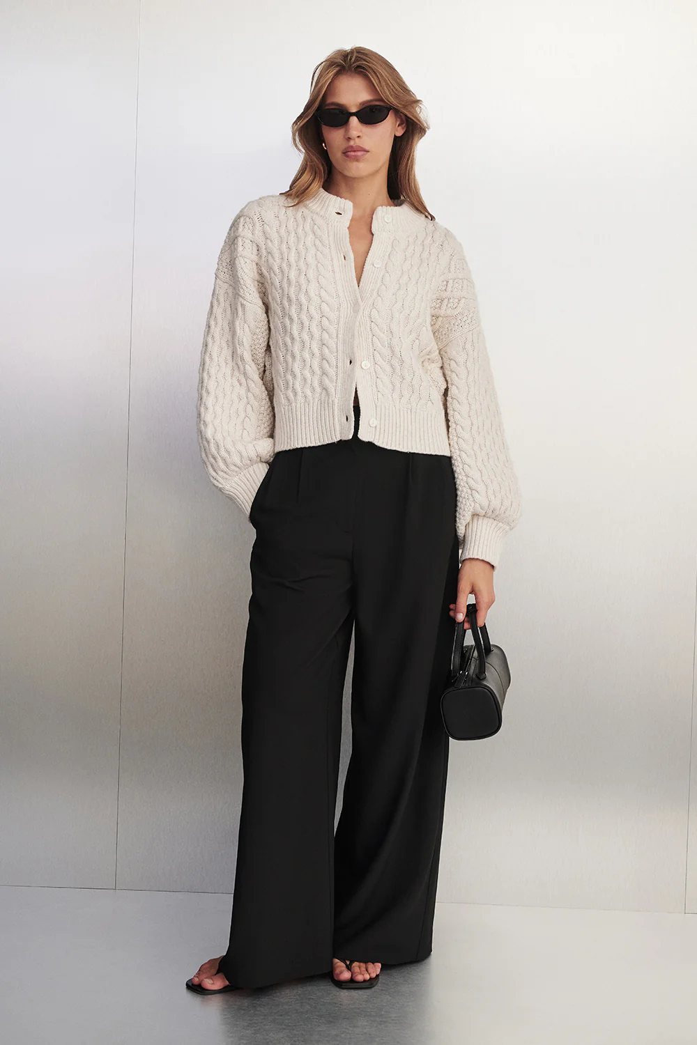 CARMEN IVORY CABLE KNIT CARDIGAN - Image 2