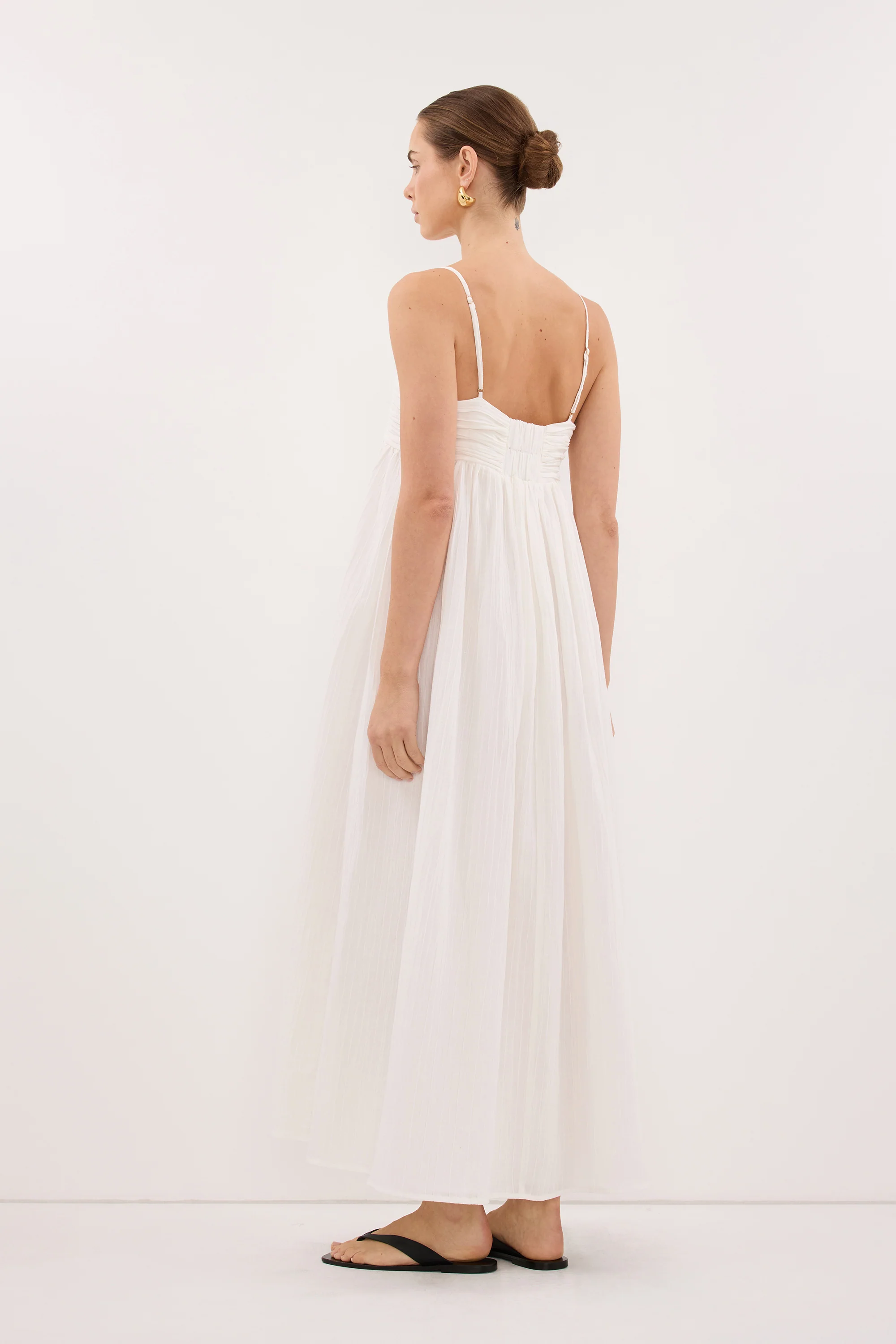 CASEY IVORY CRINKLE RAMIE MIDI DRESS - PRE ORDER - Image 4