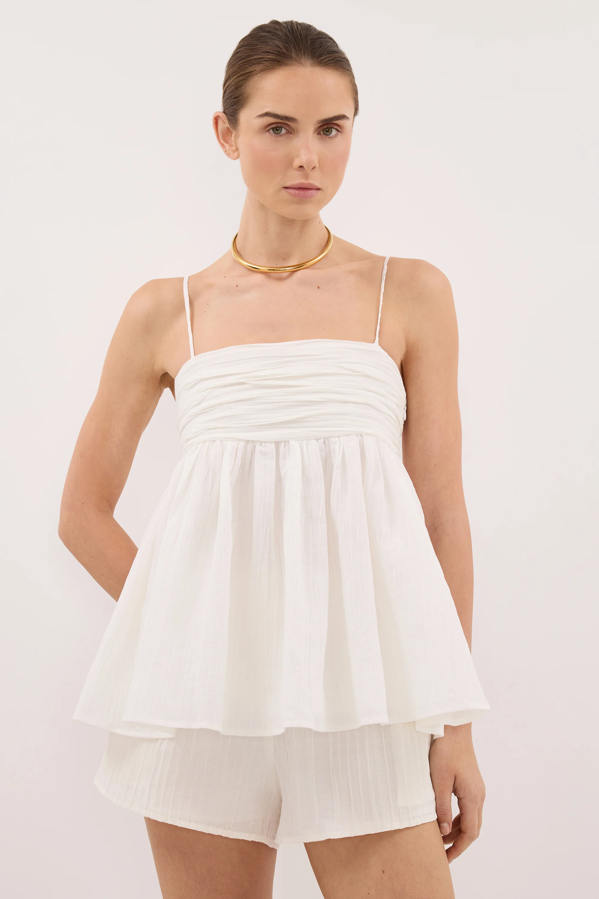 CASEY IVORY CRINKLE RAMIE TOP - PRE ORDER - Image 3