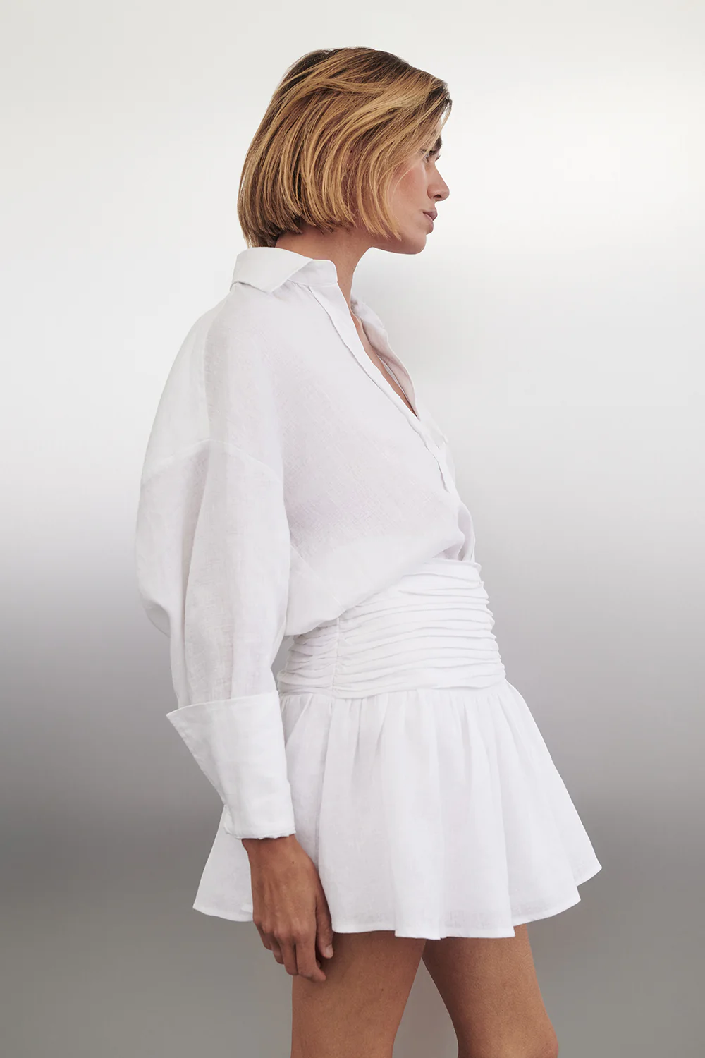 CATANIA WHITE LINEN MINI SKIRT