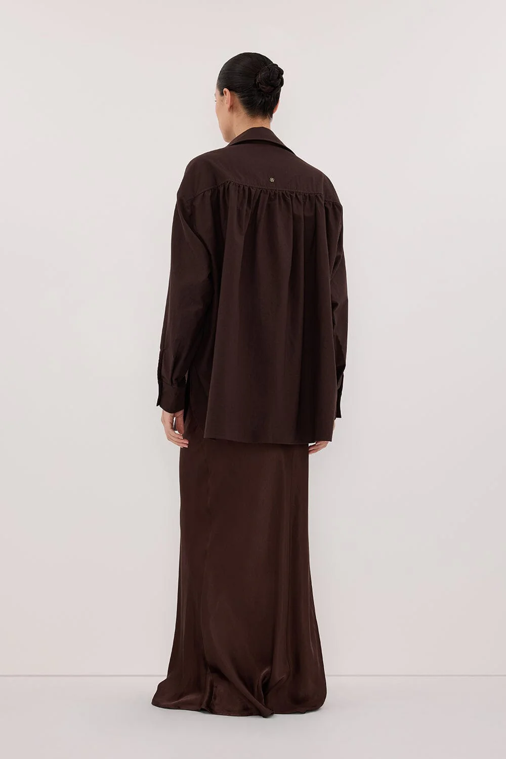 CHARLI BITTER CHOC SATIN MAXI SKIRT - Image 4