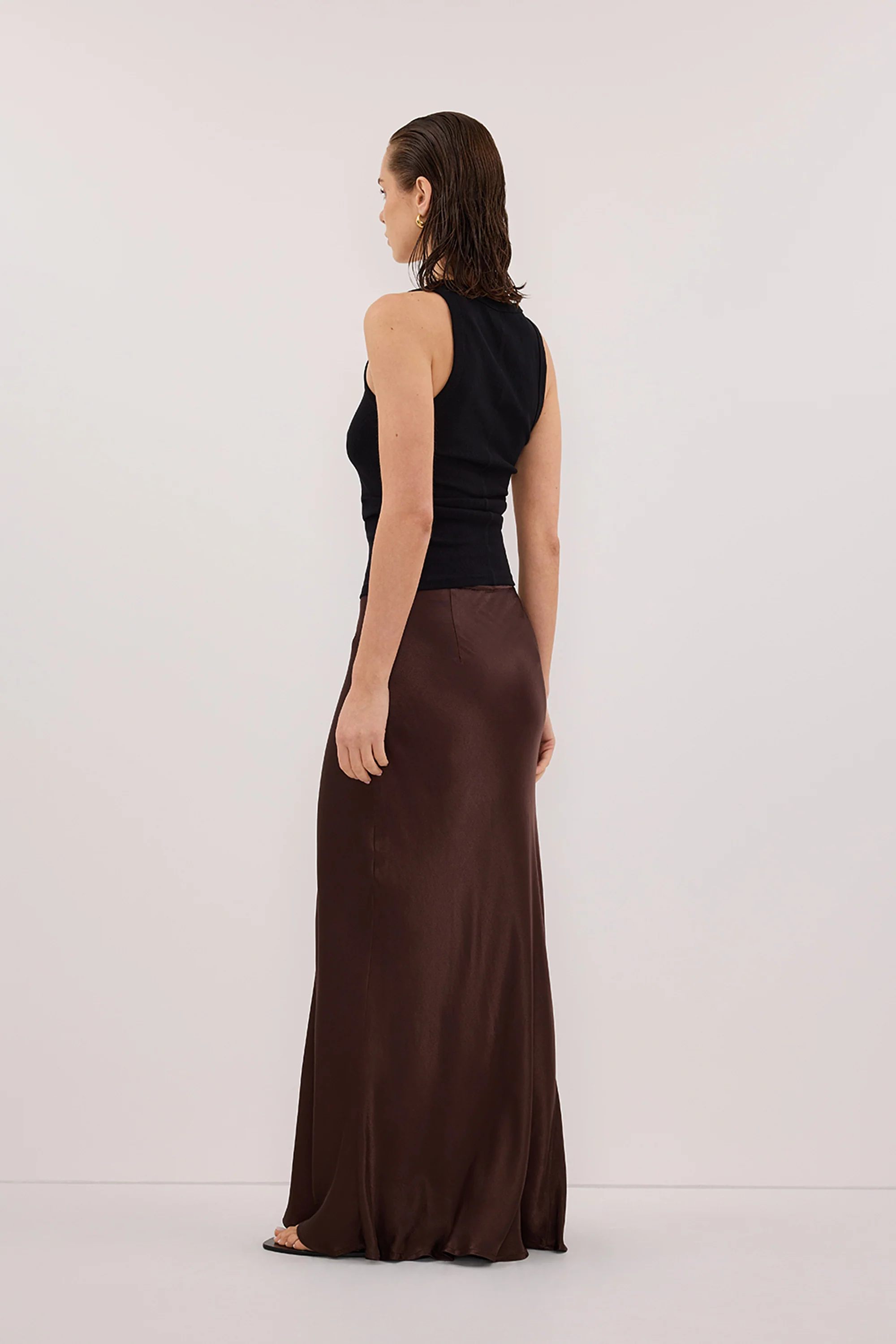 CHARLI BITTER CHOC SATIN MAXI SKIRT - Image 7