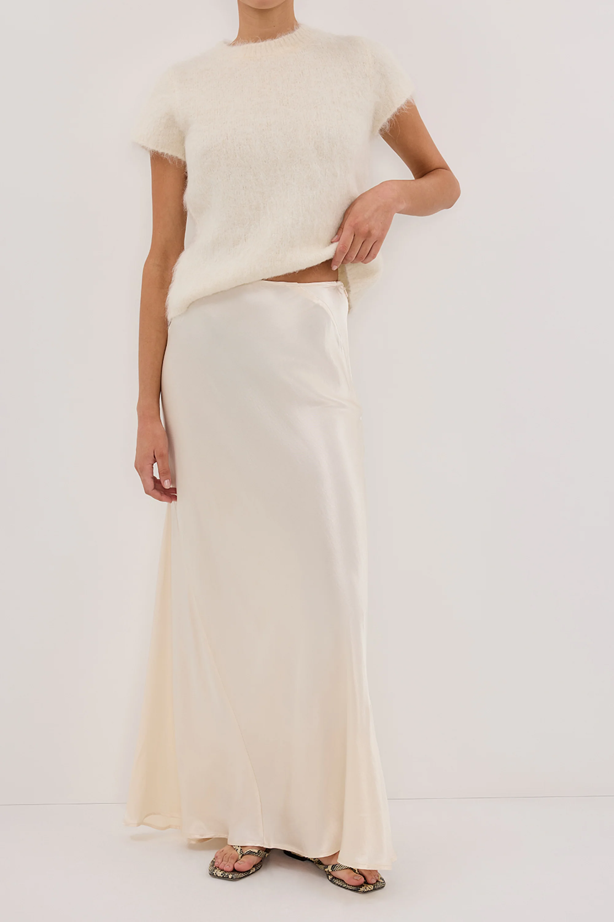CHARLI CREAM SATIN MAXI SKIRT - Image 2