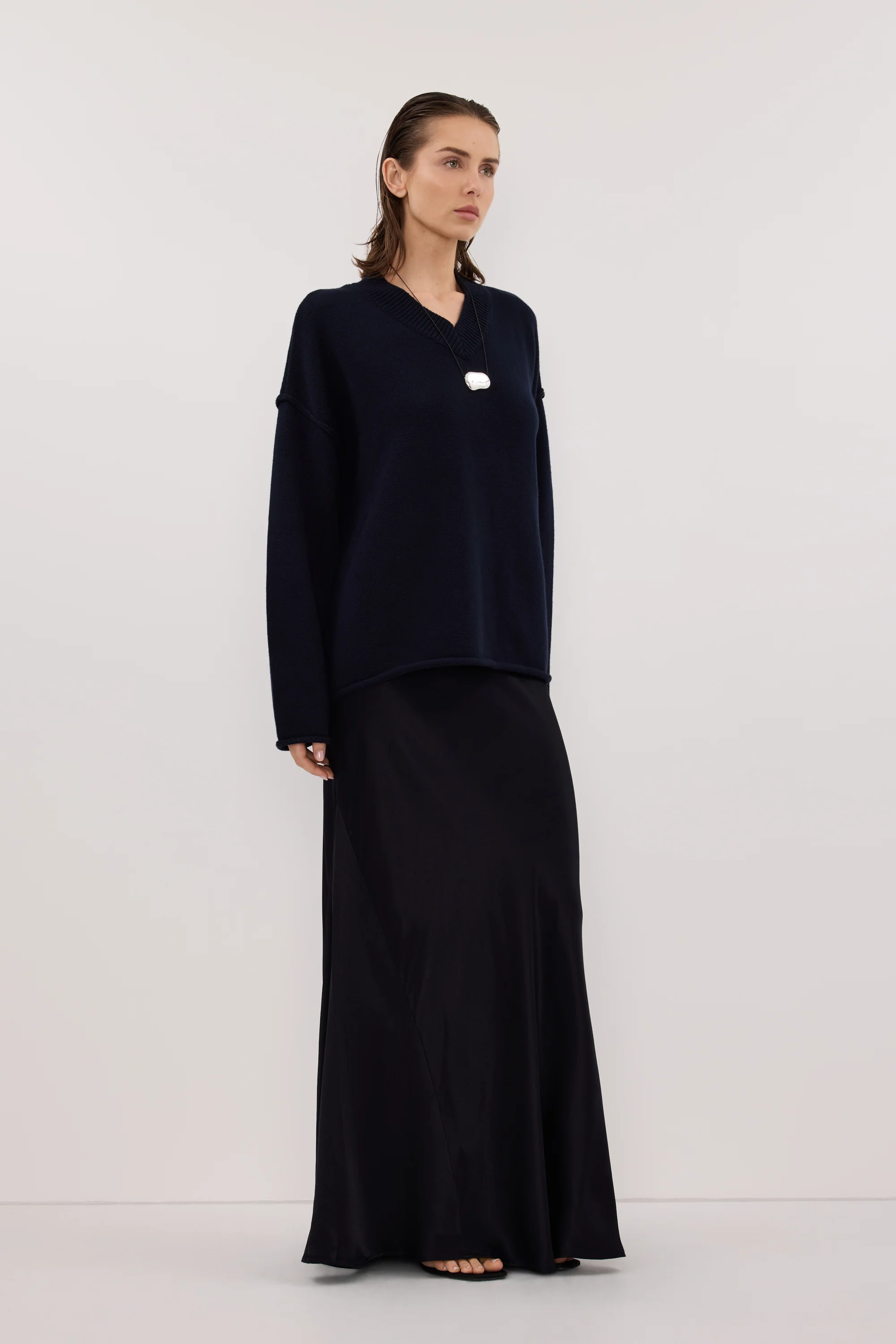 CHARLI INK SATIN MAXI SKIRT - Image 3