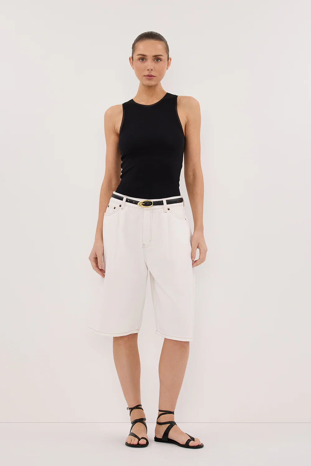 CHARLIZE BLACK SLEEVELESS KNIT TANK