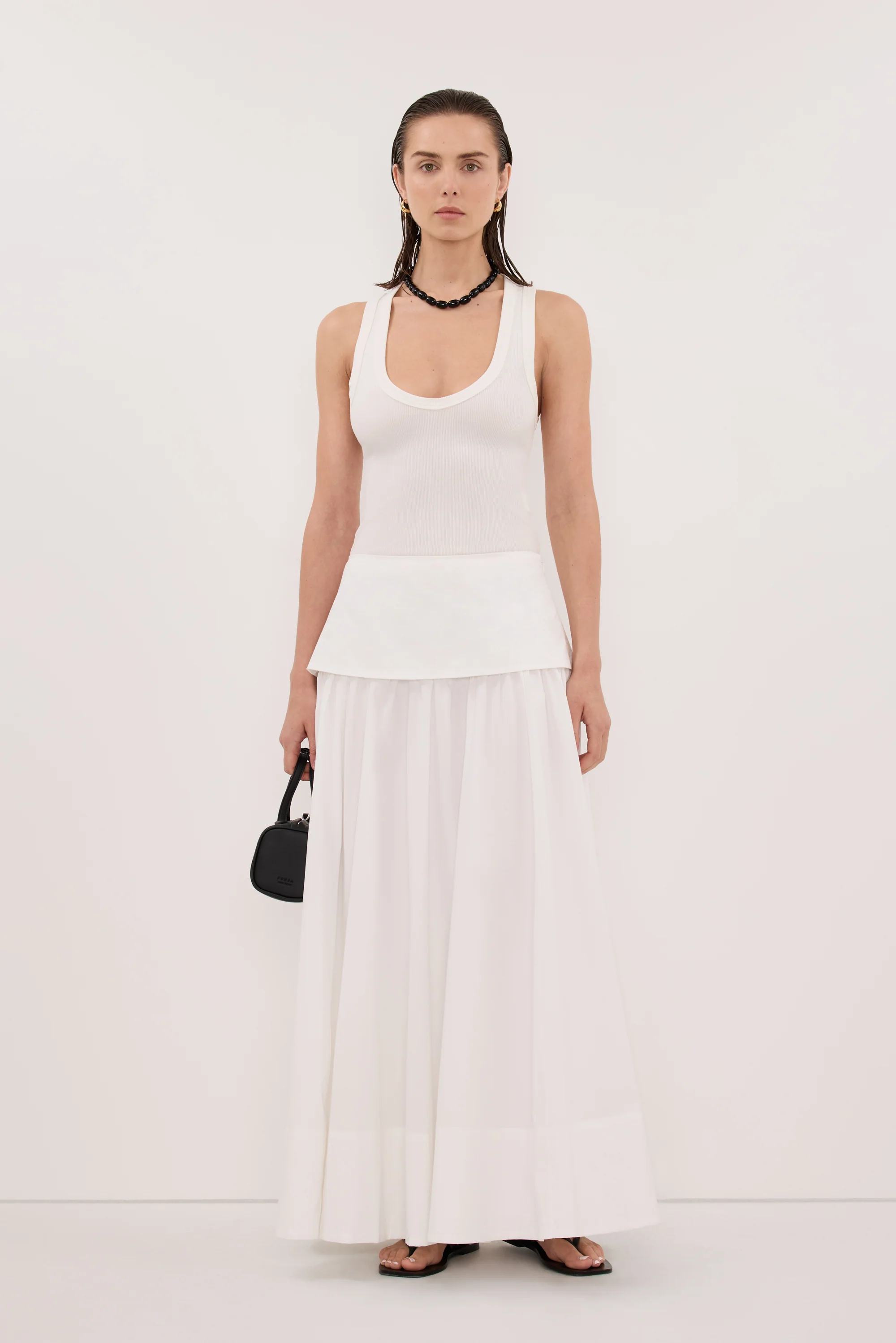 CLAIRE WHITE COTTON MIDI SKIRT - Image 7