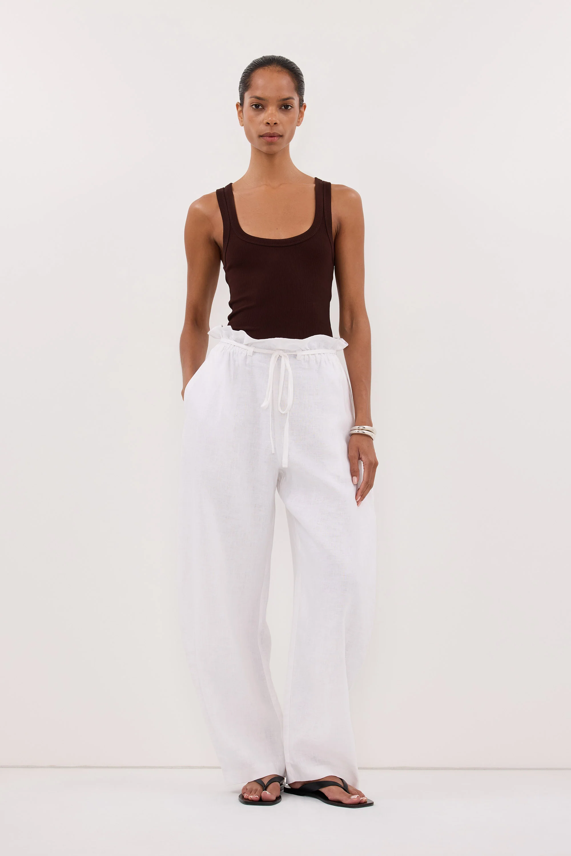 CLARA BURNT CHOC SCOOP NECK TANK TOP