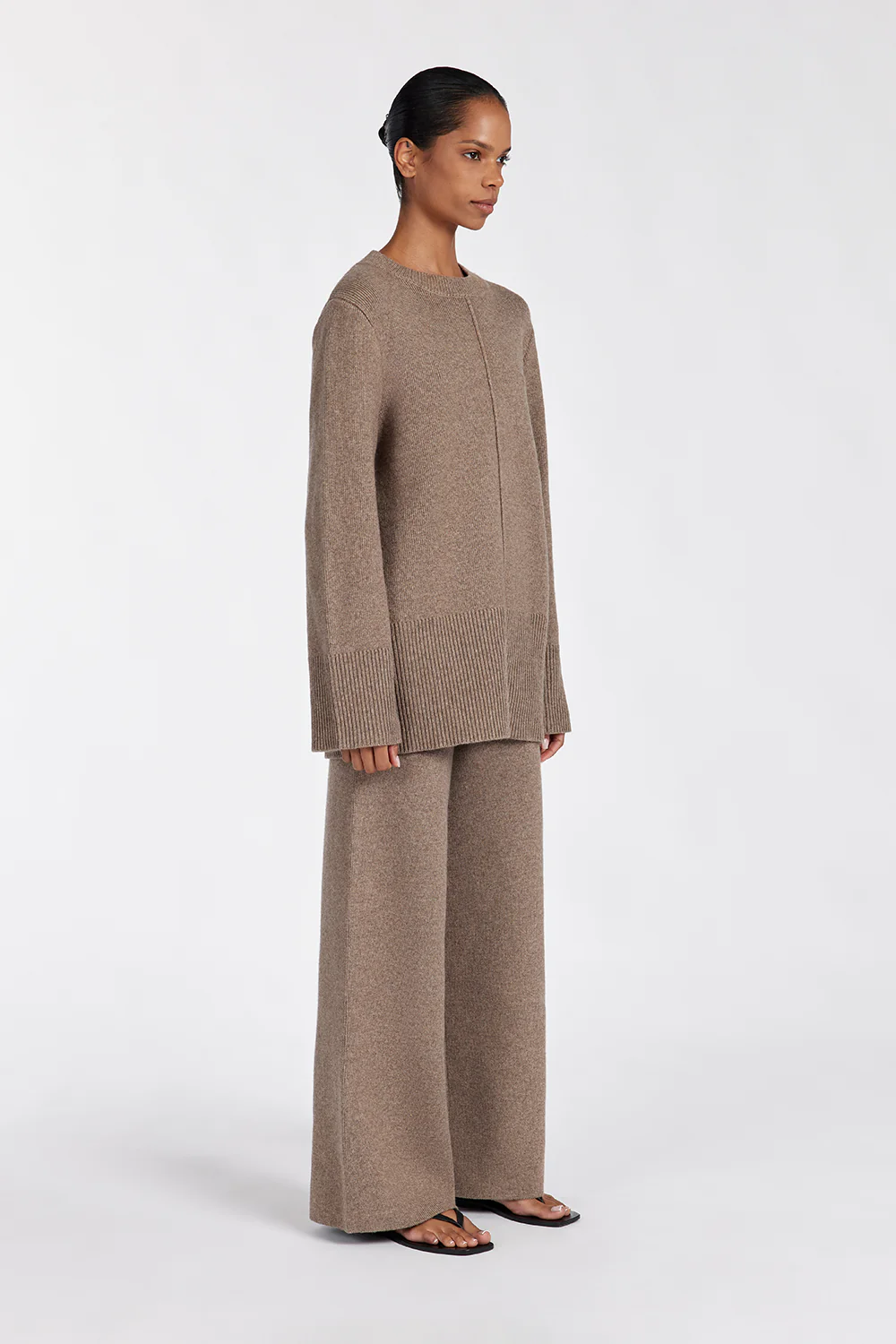 CLEMENCE CHOC MARLE KNIT PANT - Image 3