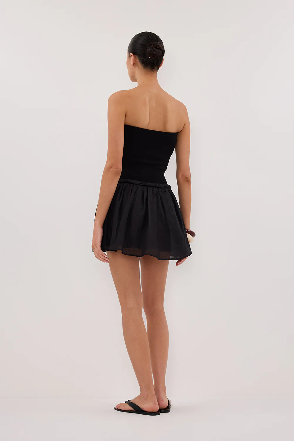 COCO BLACK STRAPLESS HYBRID MINI DRESS - Image 4