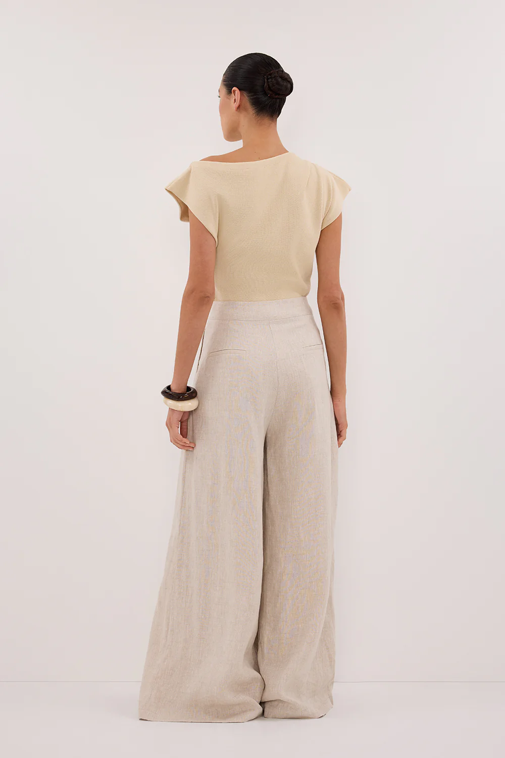 CODY NATURAL WIDE LINEN PANT - Image 4