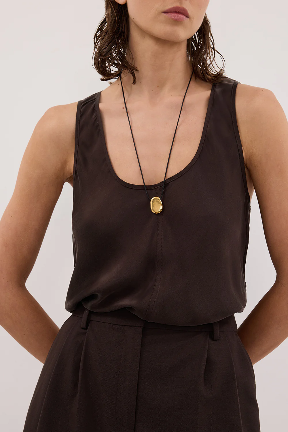 COLETTE BITTER CHOC SILK CAMI TOP - Image 5