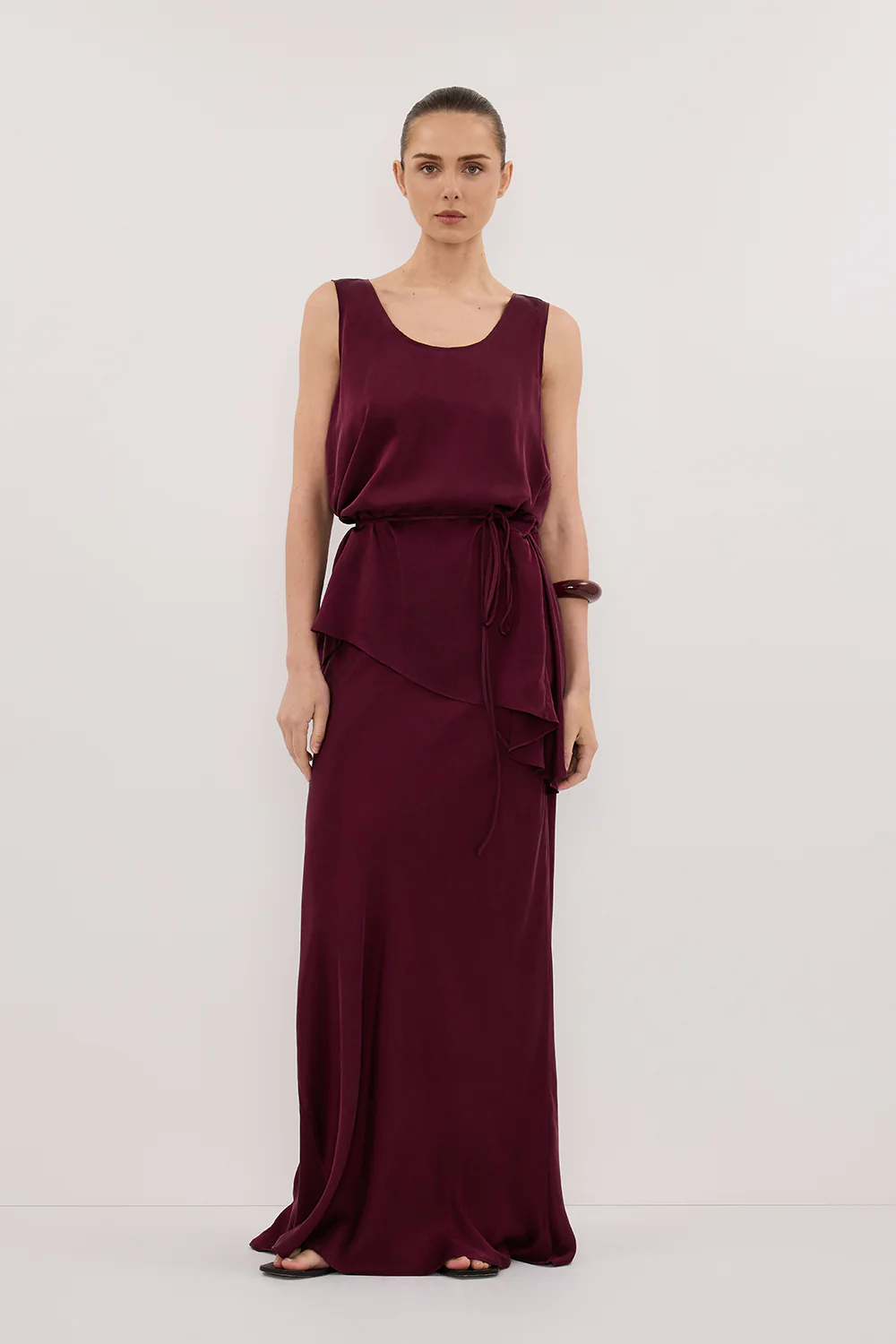 COLETTE MERLOT SILK MAXI SKIRT