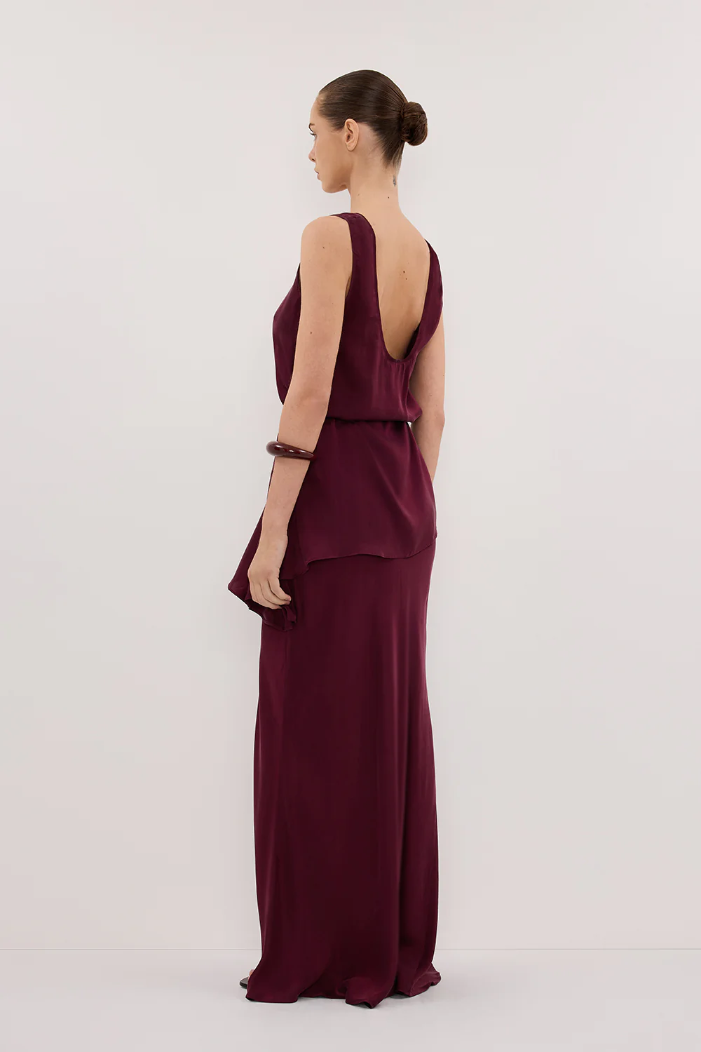COLETTE MERLOT SILK MAXI SKIRT - Image 4
