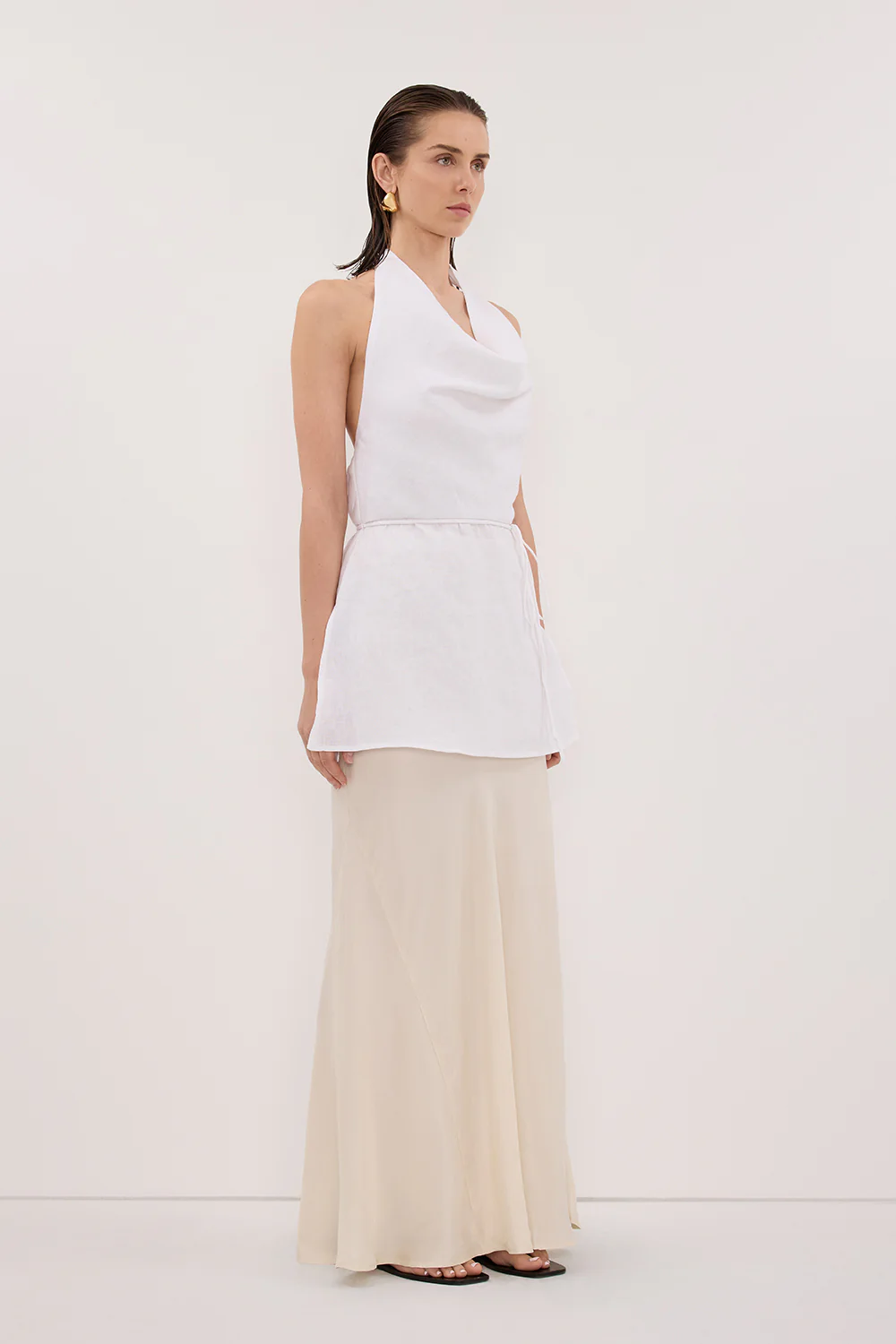 CONNIE SANDSTONE CUPRO MAXI SKIRT - Image 3