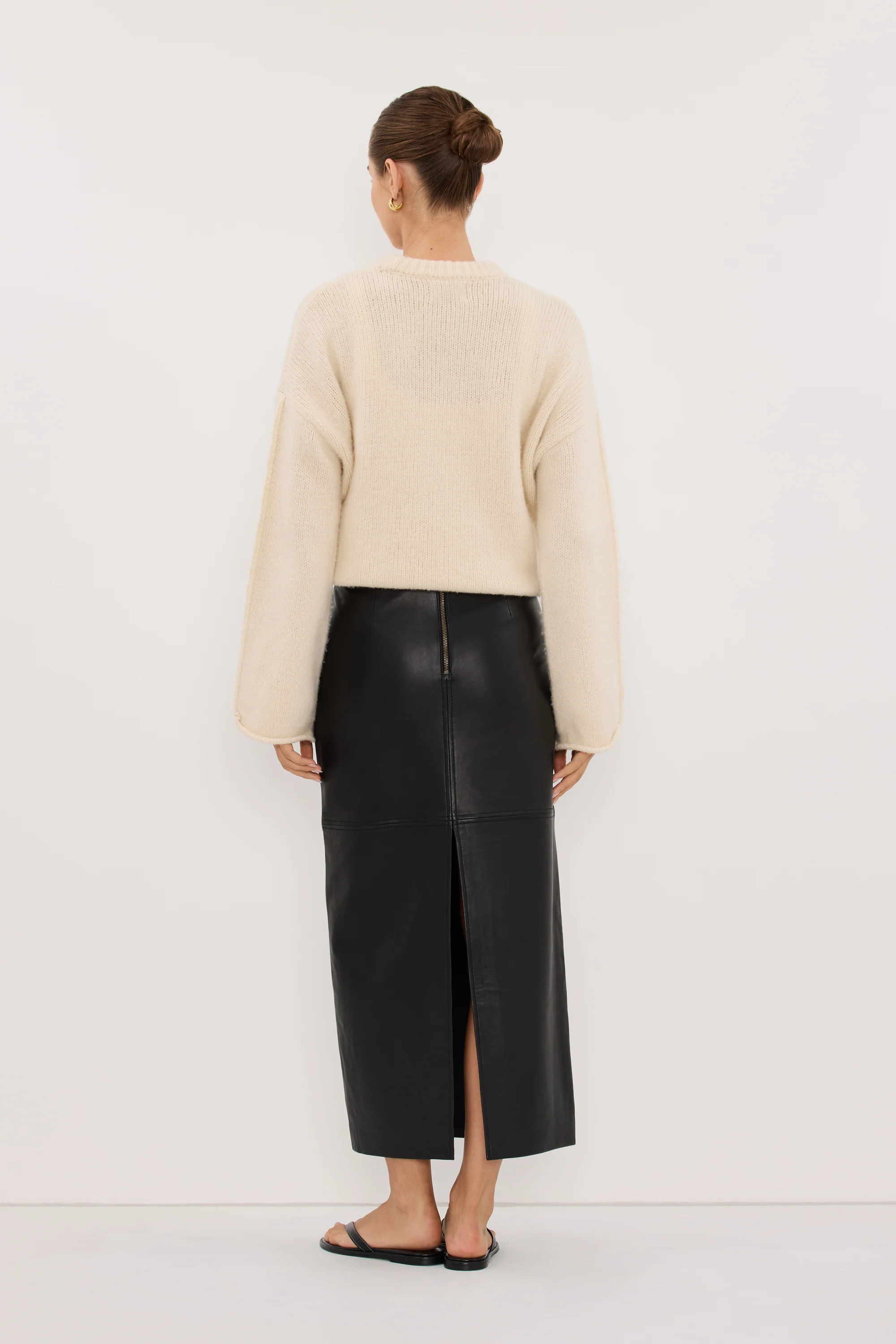 COOPER BLACK LEATHER MIDI SKIRT - Image 4