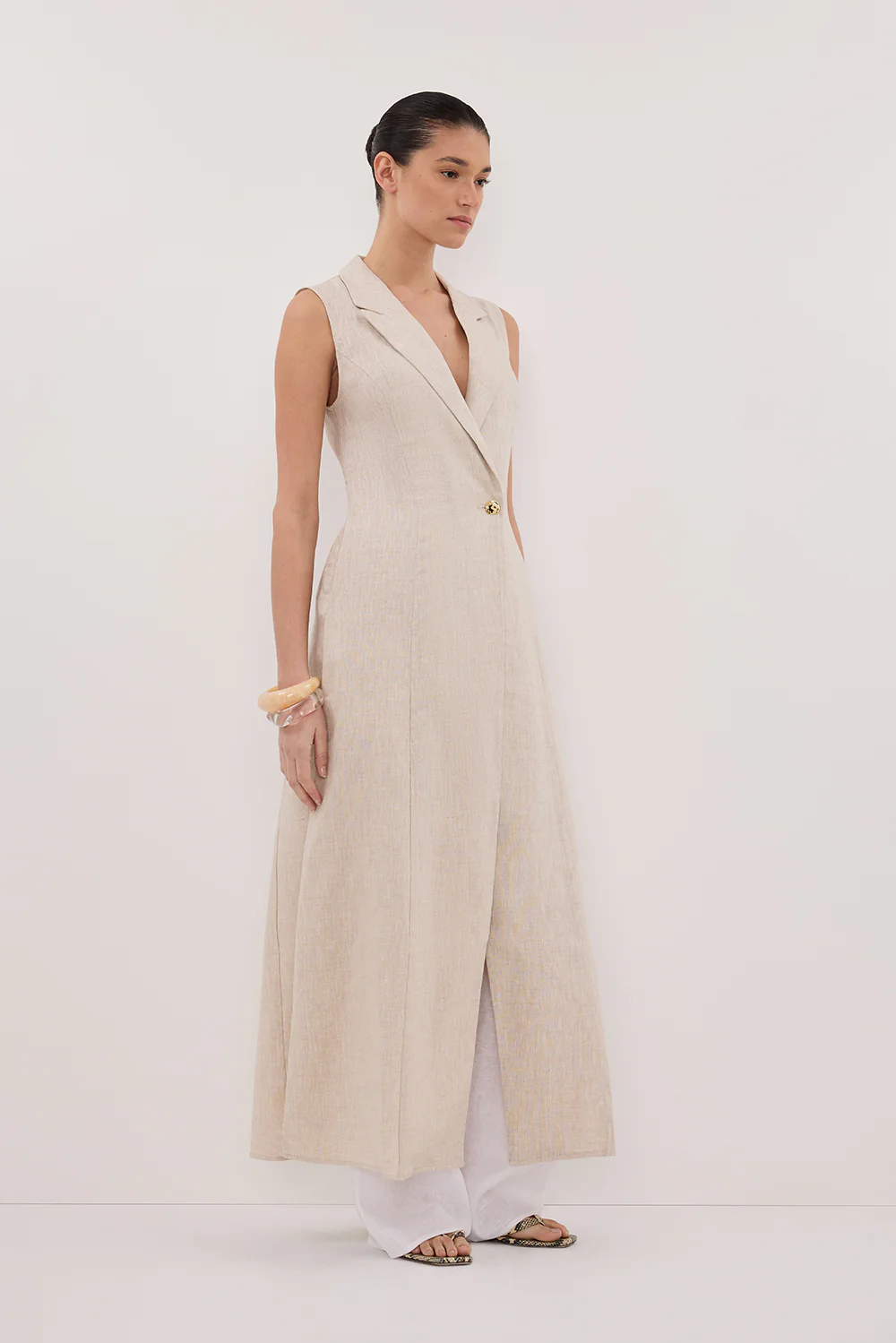 CORA NATURAL MIDI LINEN DRESS - Image 3
