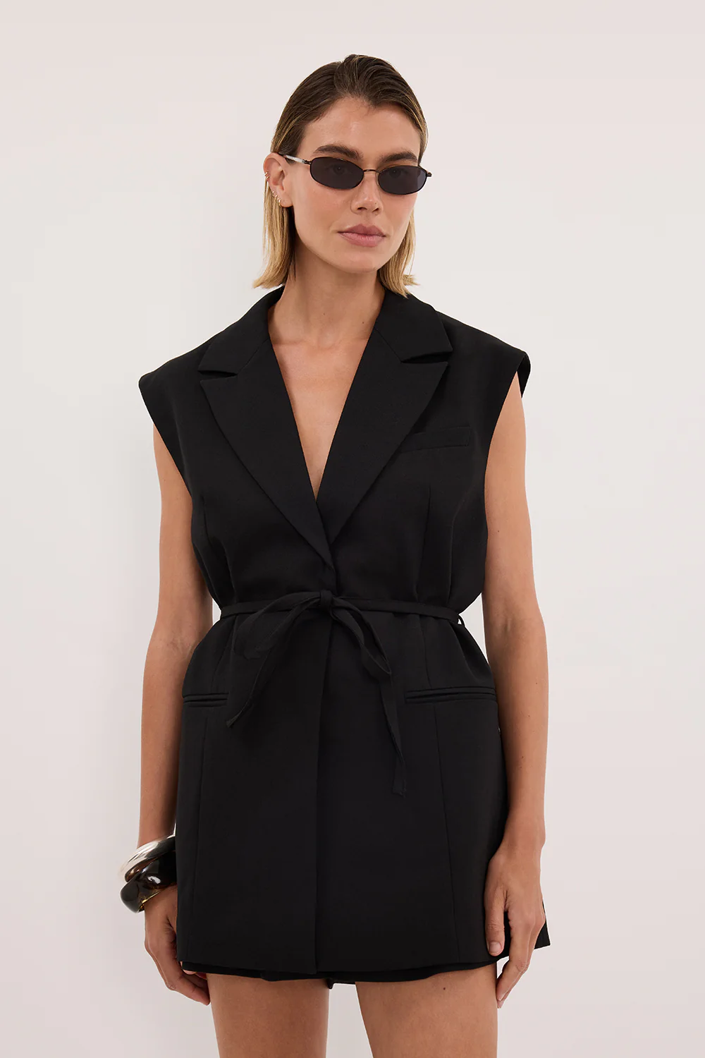 CYRUS BLACK SLEEVELESS WRAP VEST - Image 2