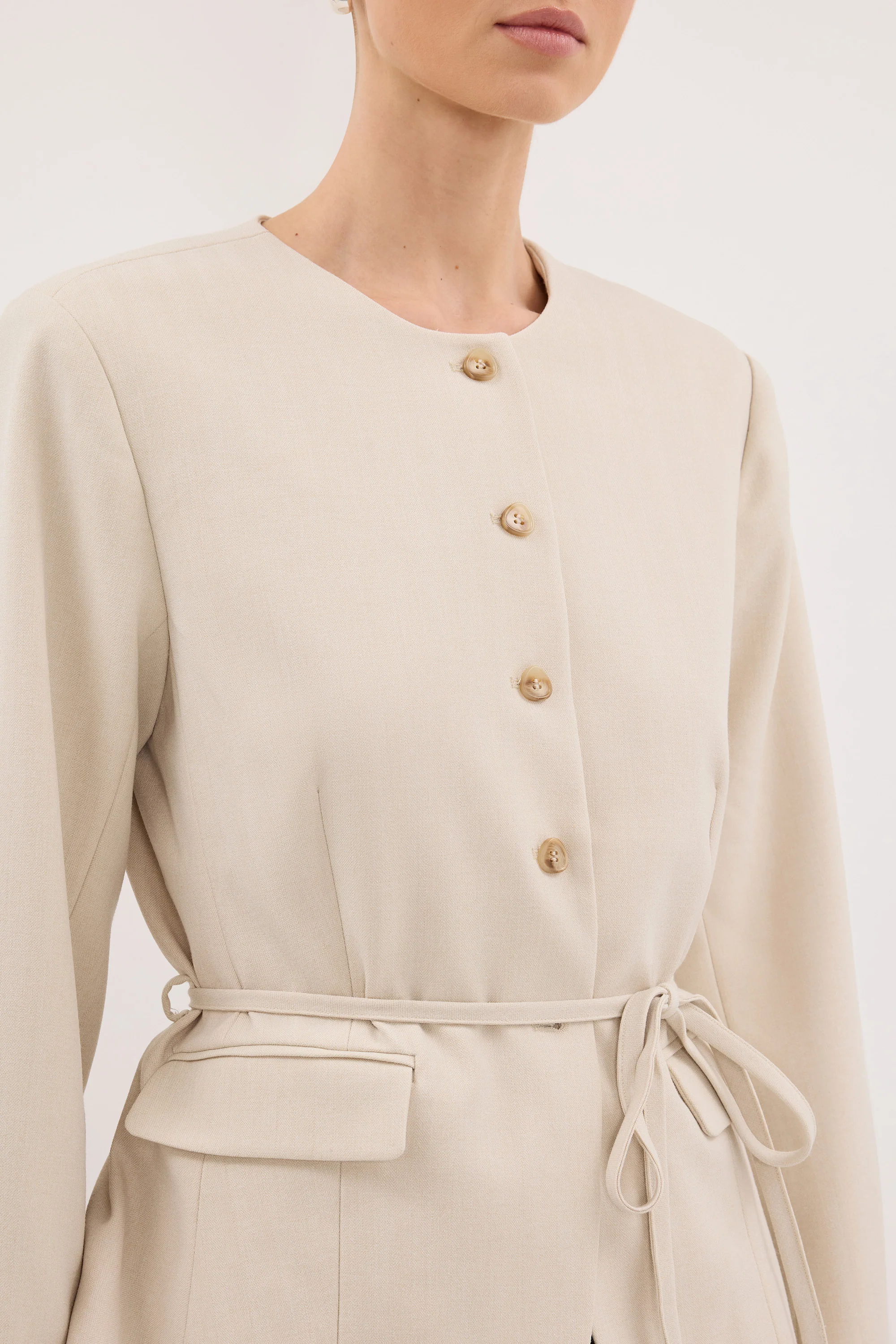 CYRUS BONE COLLARLESS BLAZER - Image 5