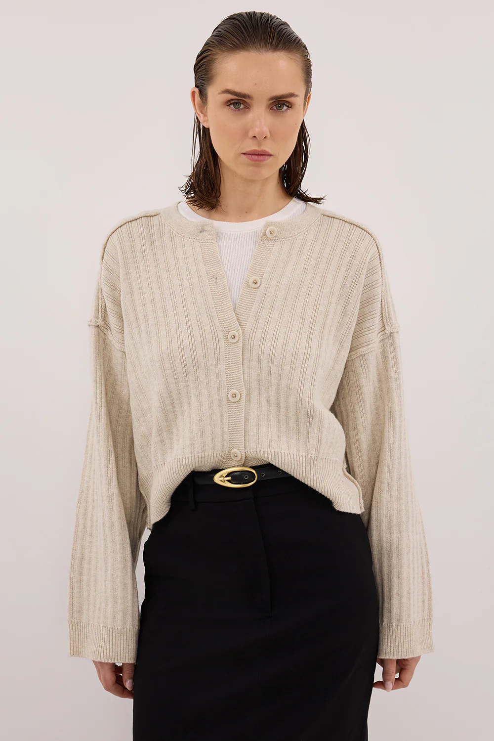 DAHLIA CHALK KNIT CARDIGAN - Image 2