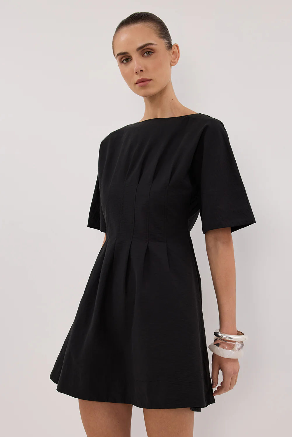 DAPHNE BLACK SLEEVED MINI DRESS - Image 6
