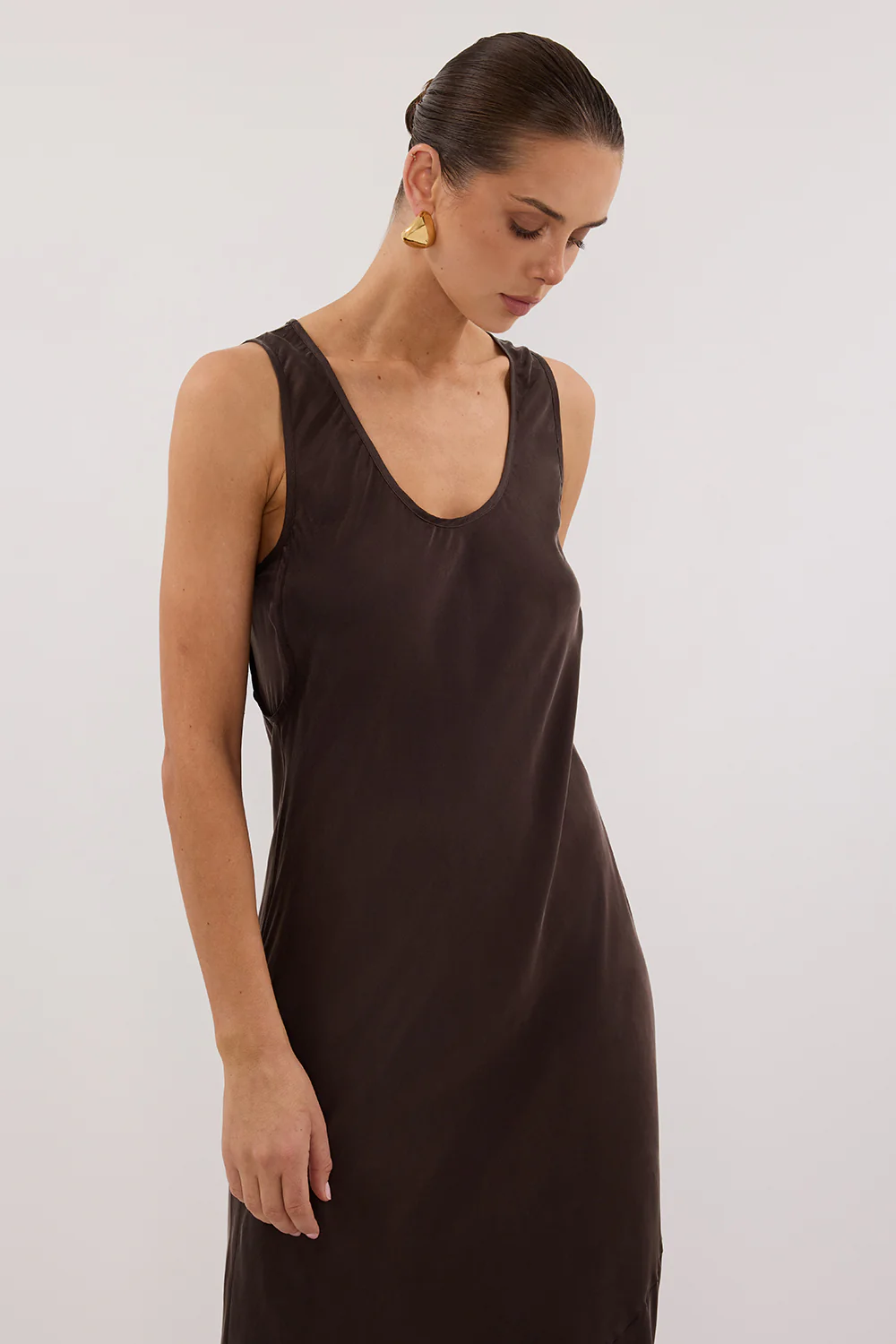 DARCY BITTER CHOC SILK MAXI DRESS - Image 2