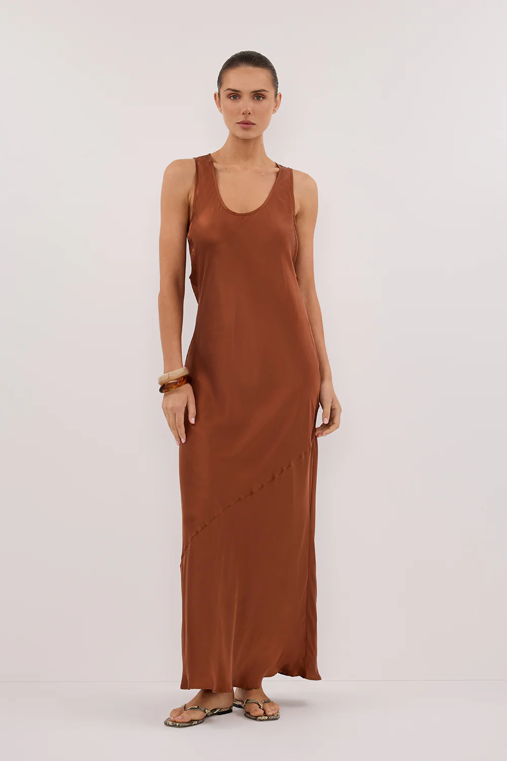 DARCY RUST SILK MAXI DRESS