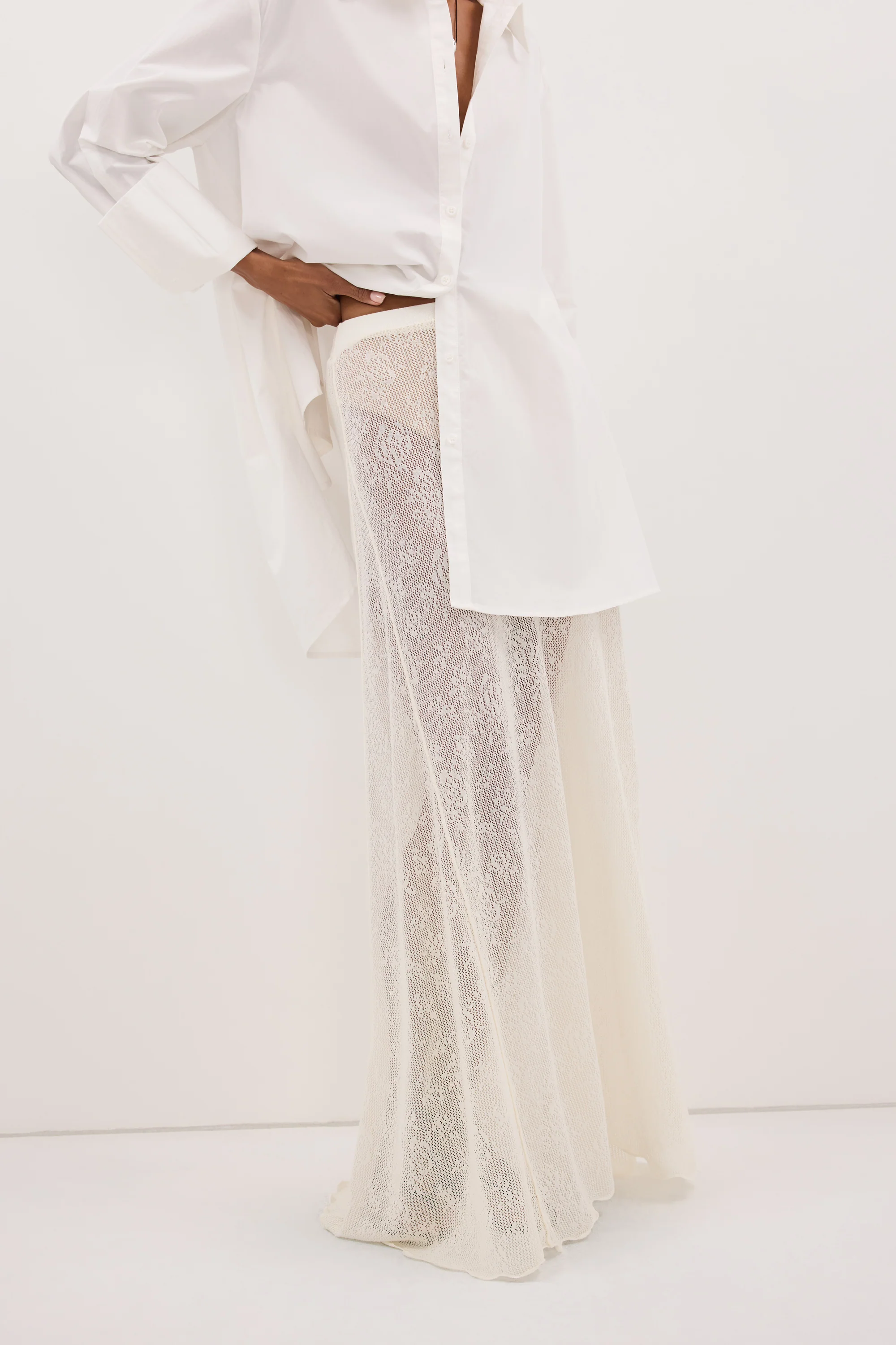 DELIA OFF WHITE LACE MAXI SKIRT - Image 2