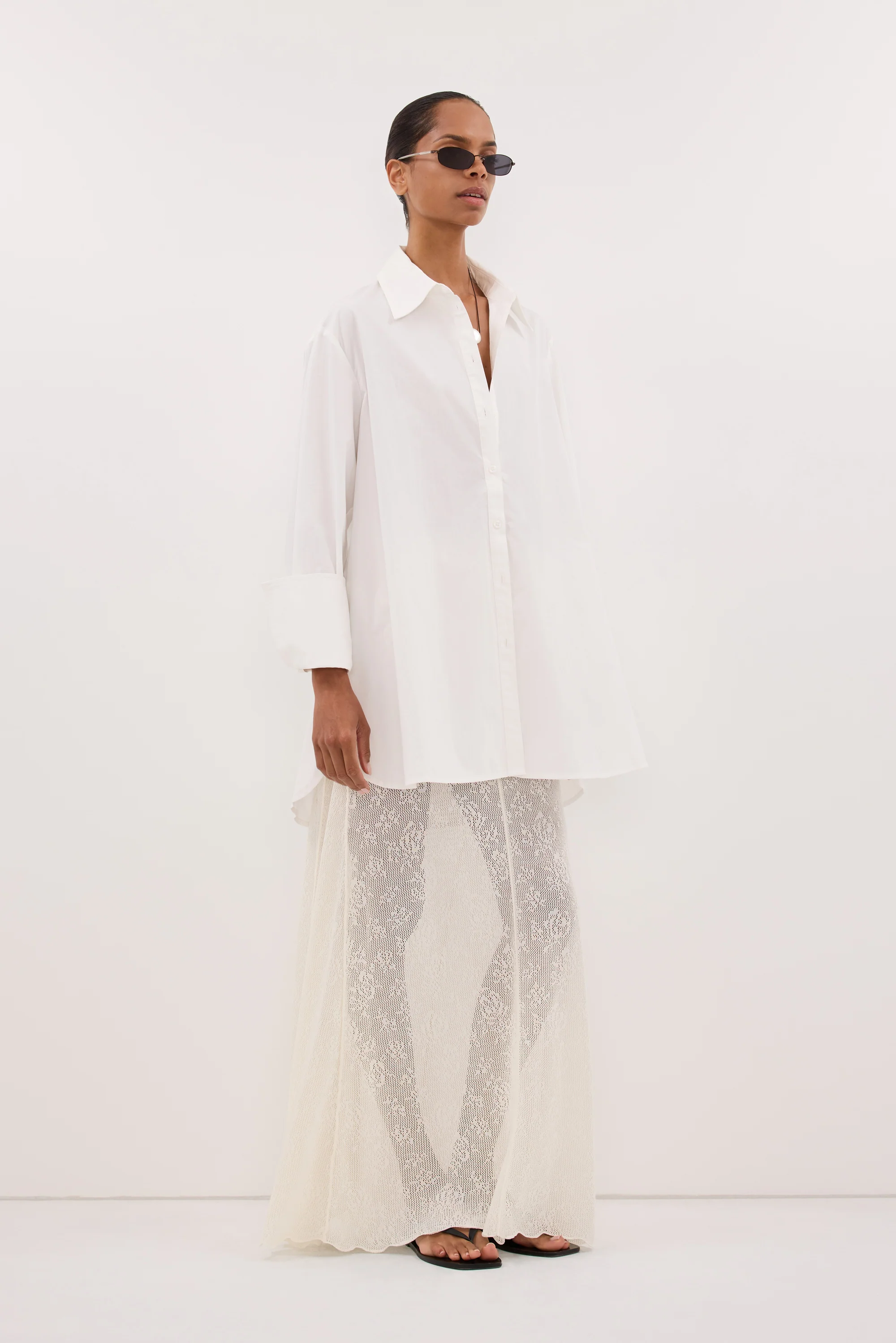 DELIA OFF WHITE LACE MAXI SKIRT - Image 4