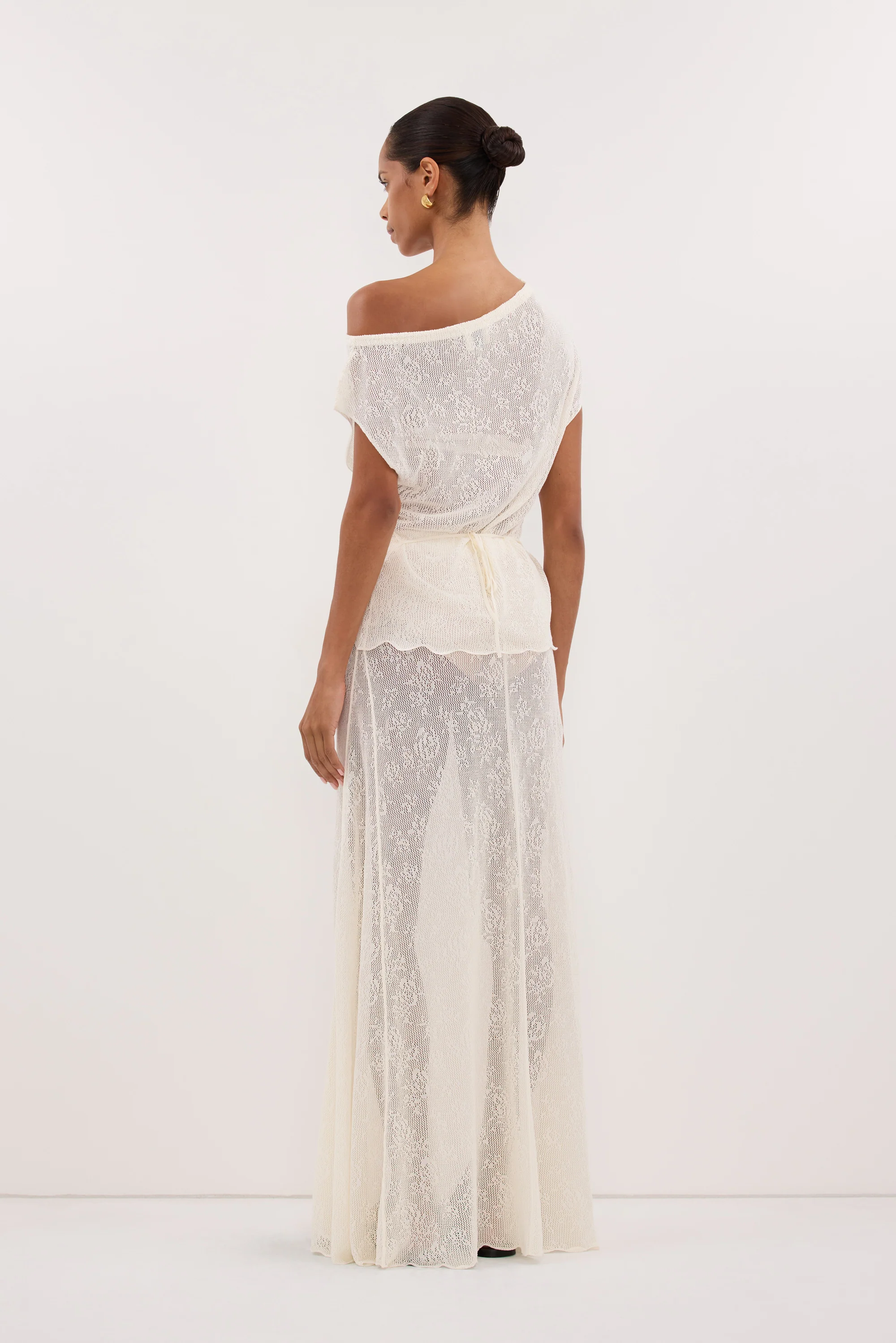 DELIA OFF WHITE LACE MAXI SKIRT - Image 8