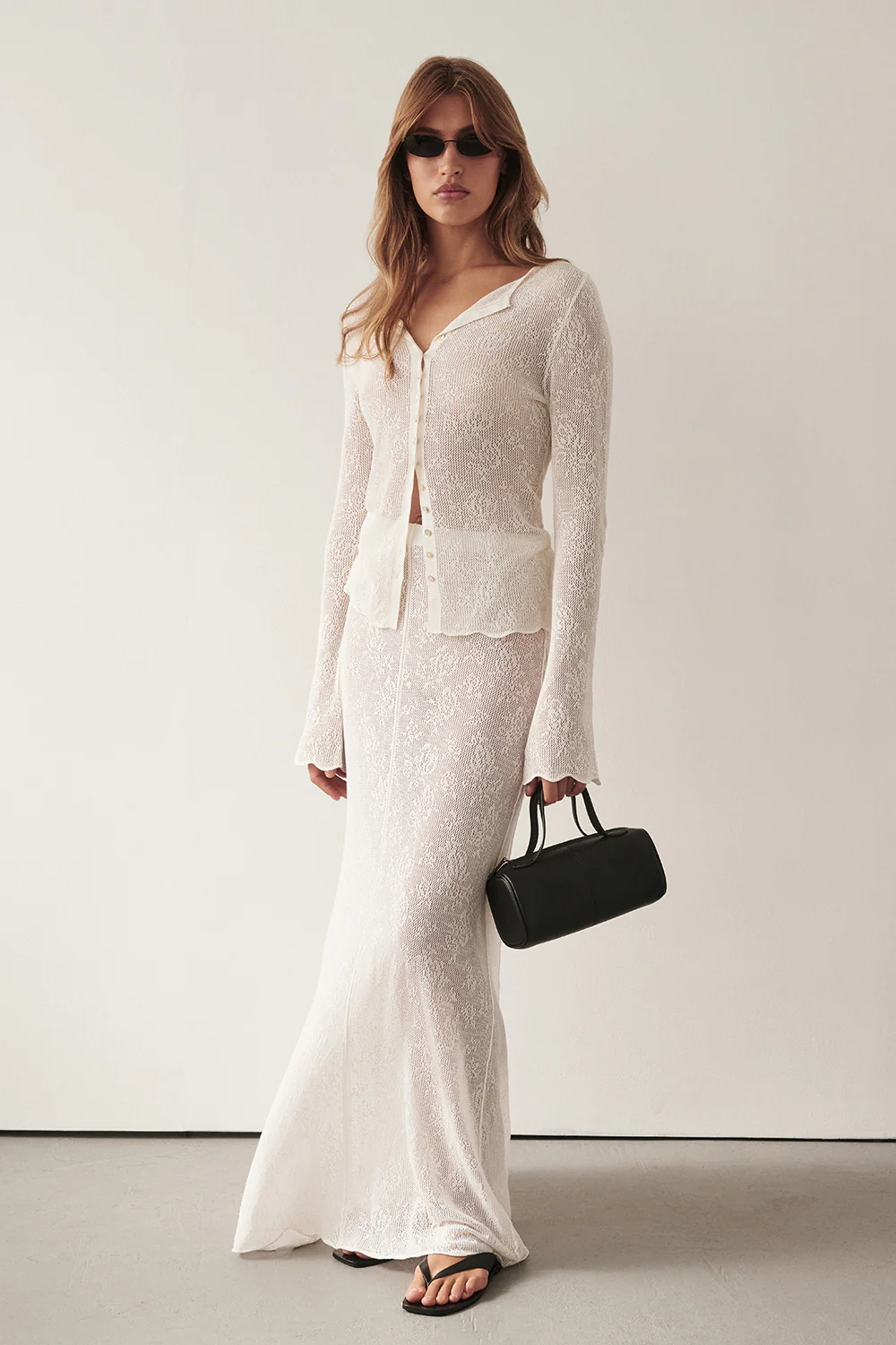 DELIA OFF WHITE LACE MAXI SKIRT - Image 9