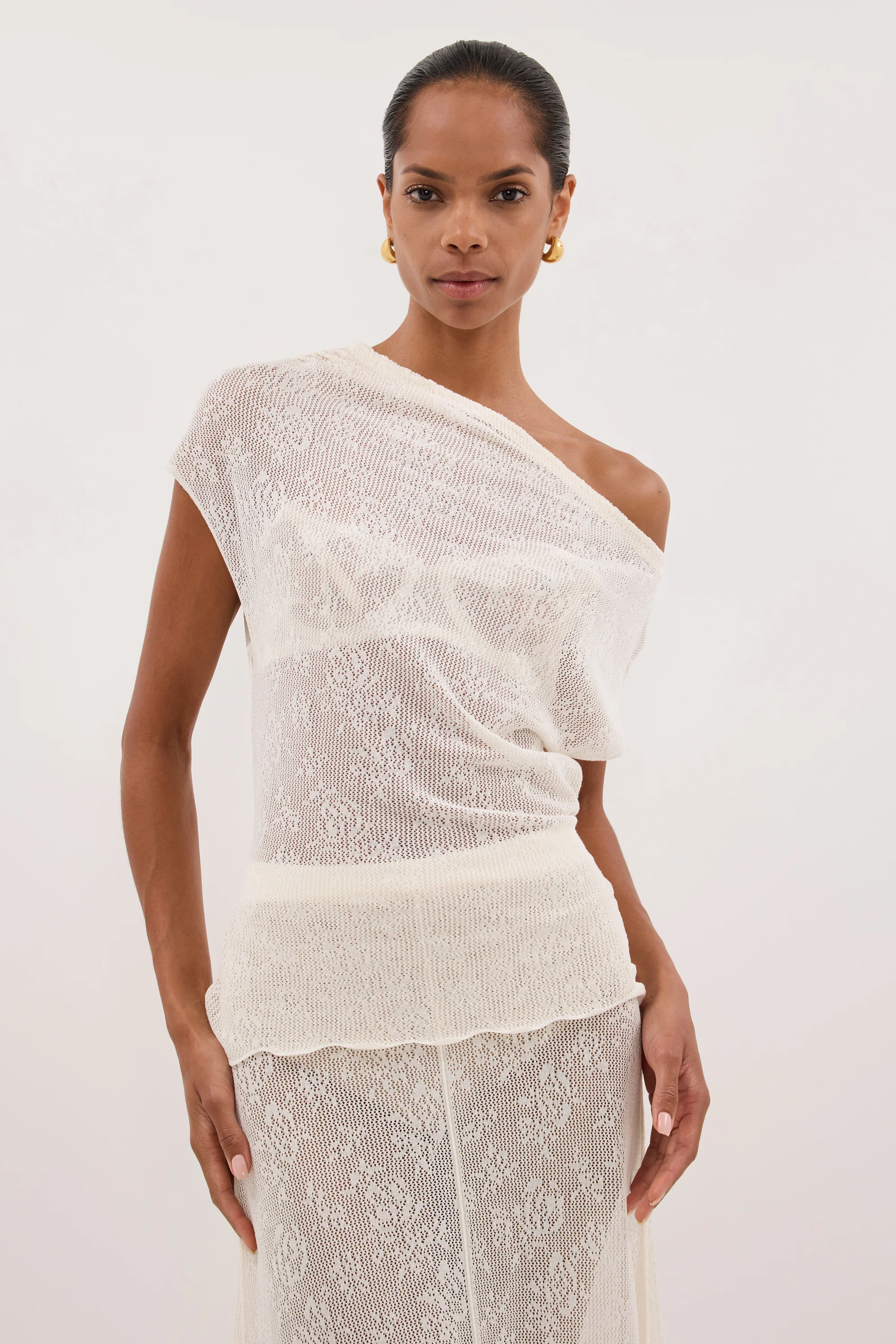 DELIA OFF WHITE LACE OFF SHOULDER TOP - Image 2