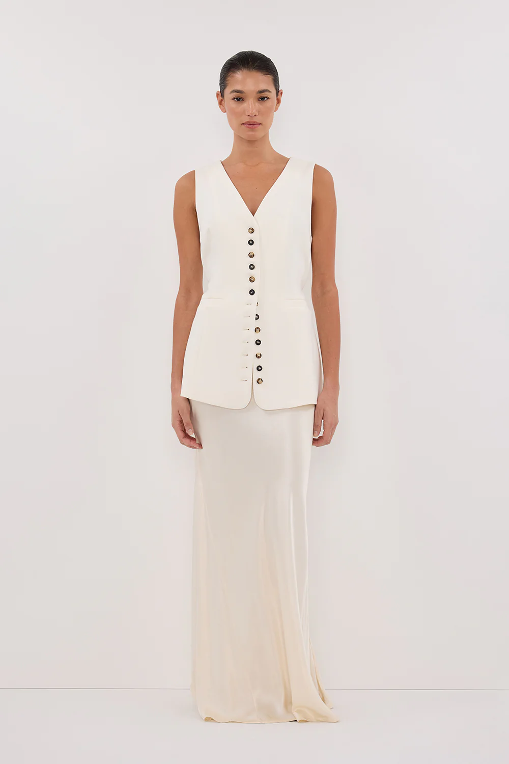 DEMI CREAM LONGLINE VEST