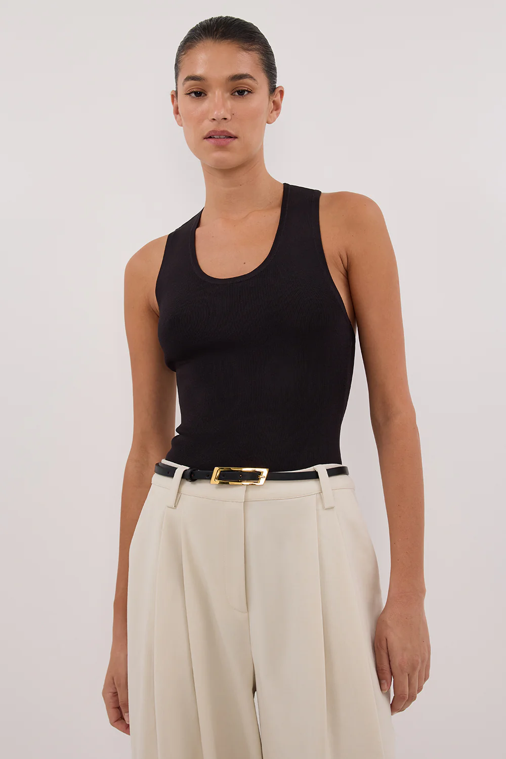 DEVIN WASHED BLACK RACER KNIT TANK - Image 2