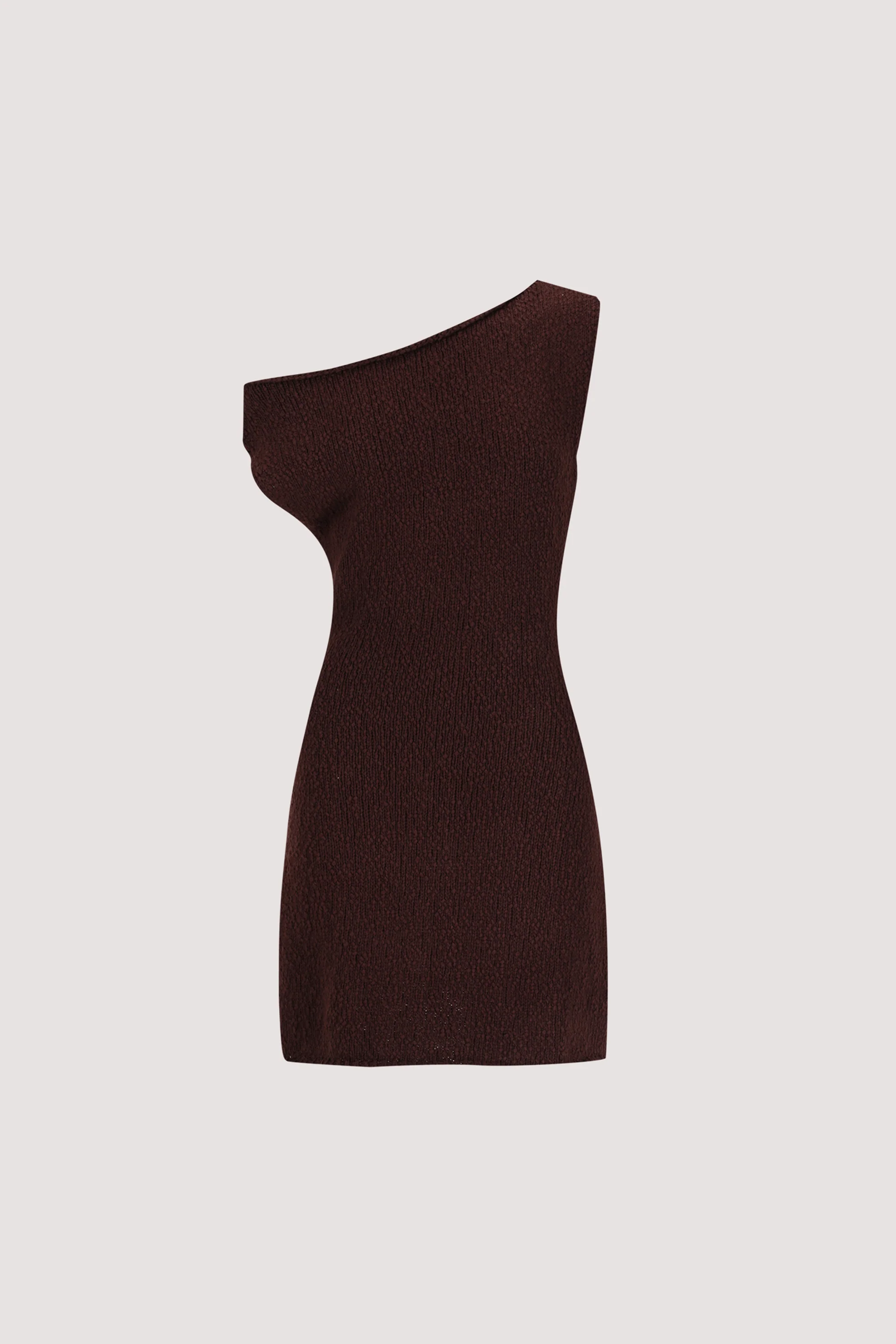 DINA CHOC ASYM KNIT MINI DRESS - Image 5