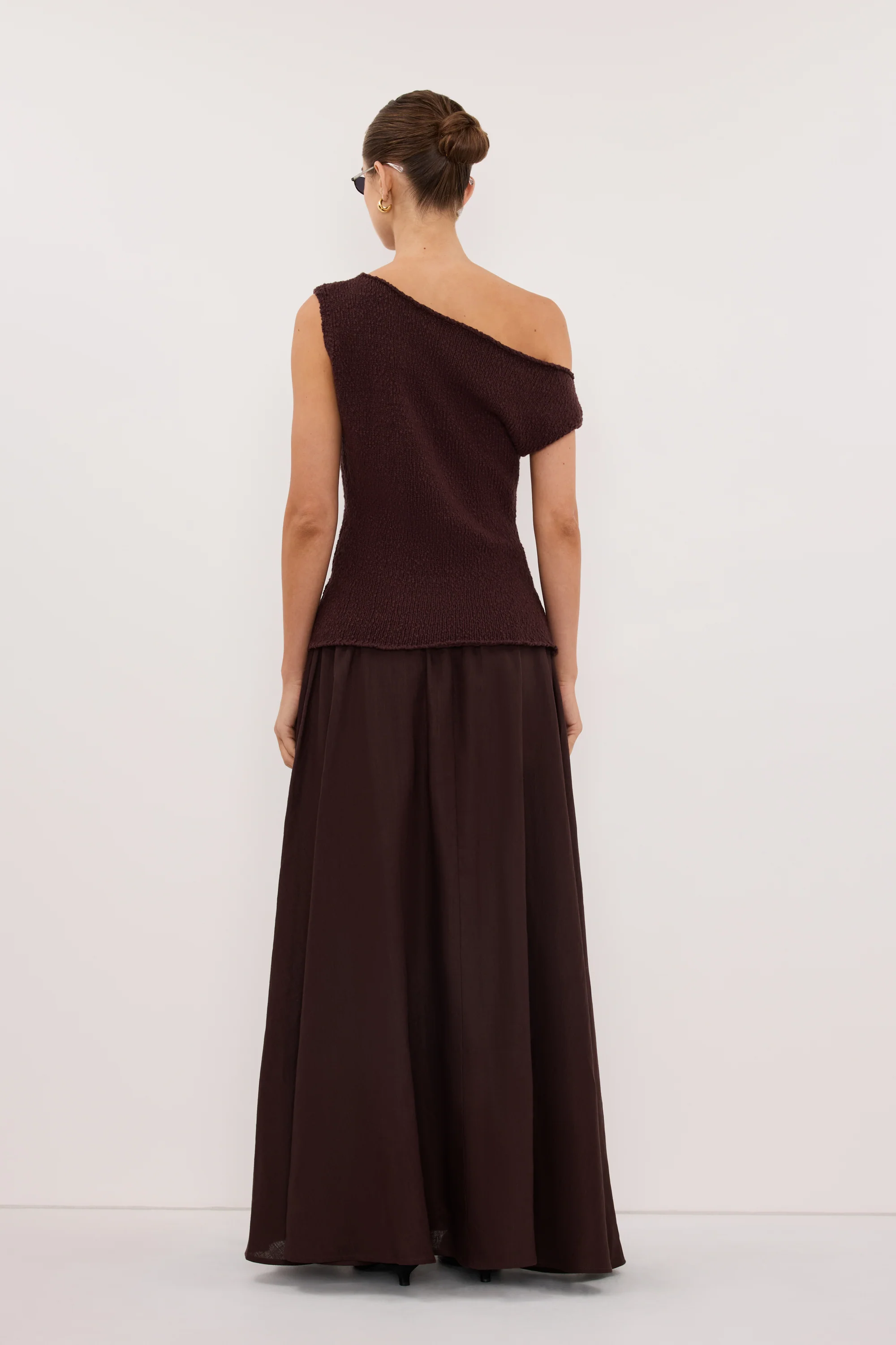 DINA CHOC COTTON ASYM KNIT TOP - Image 4
