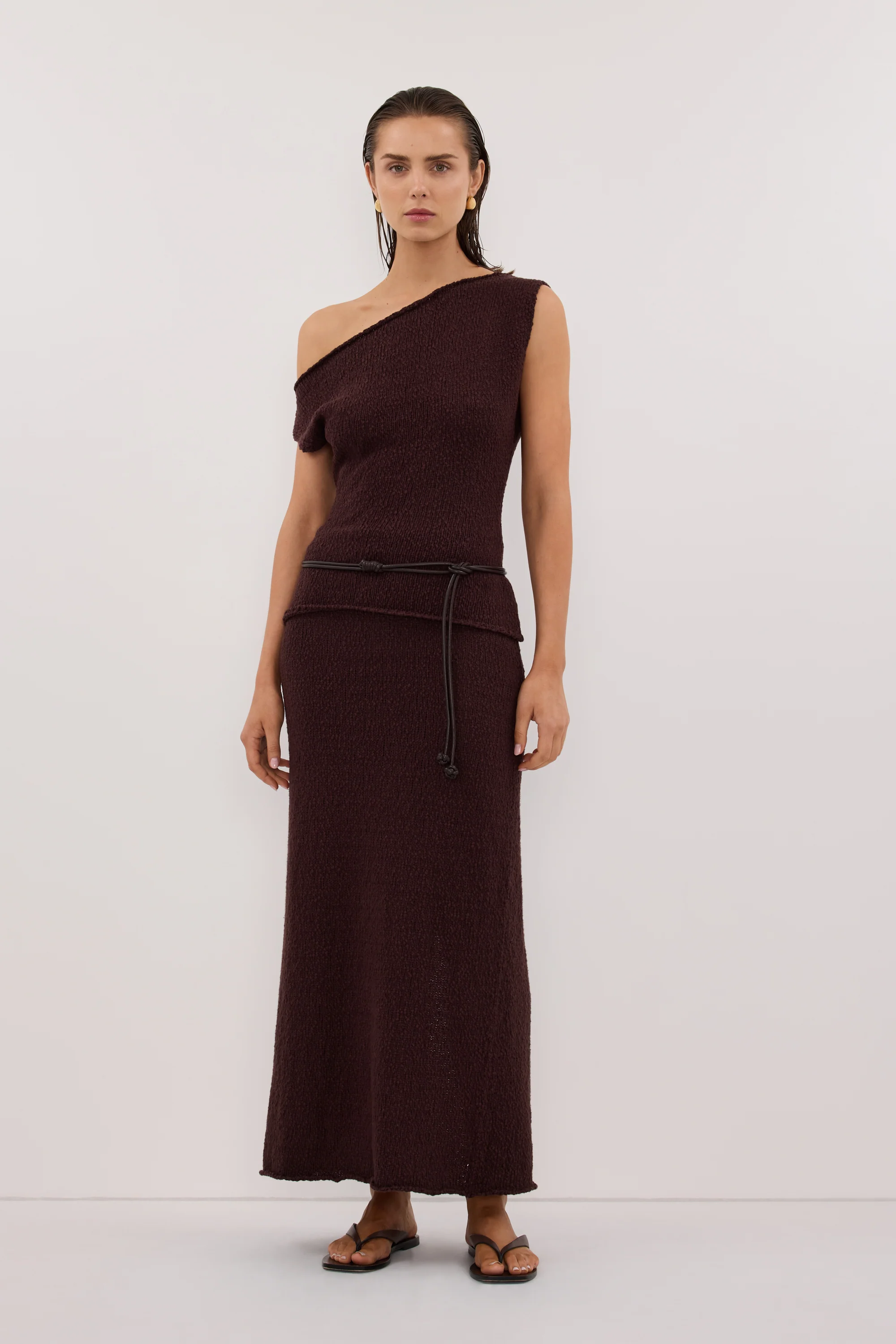 DINA CHOC COTTON ASYM KNIT TOP - Image 6