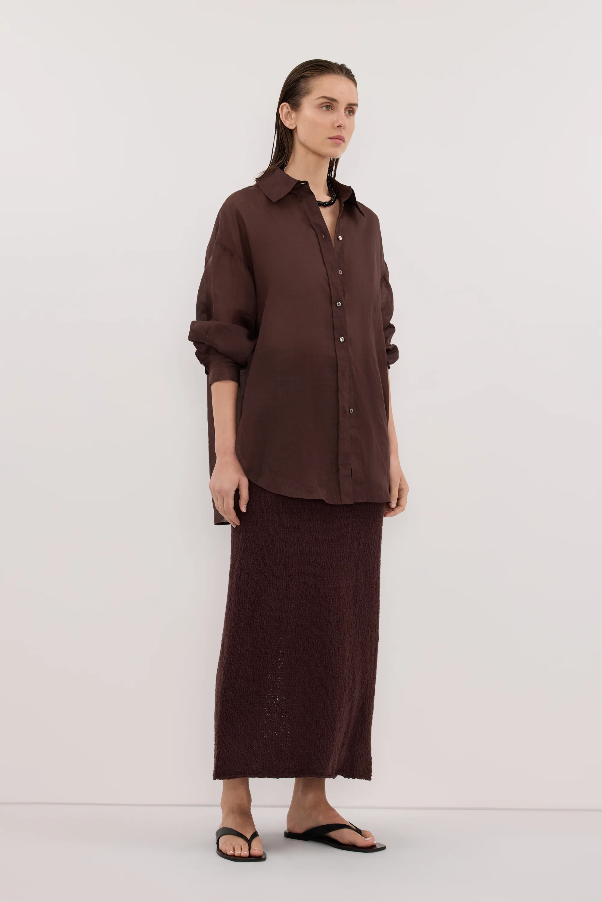 DINA CHOC KNIT MIDI SKIRT - Image 3