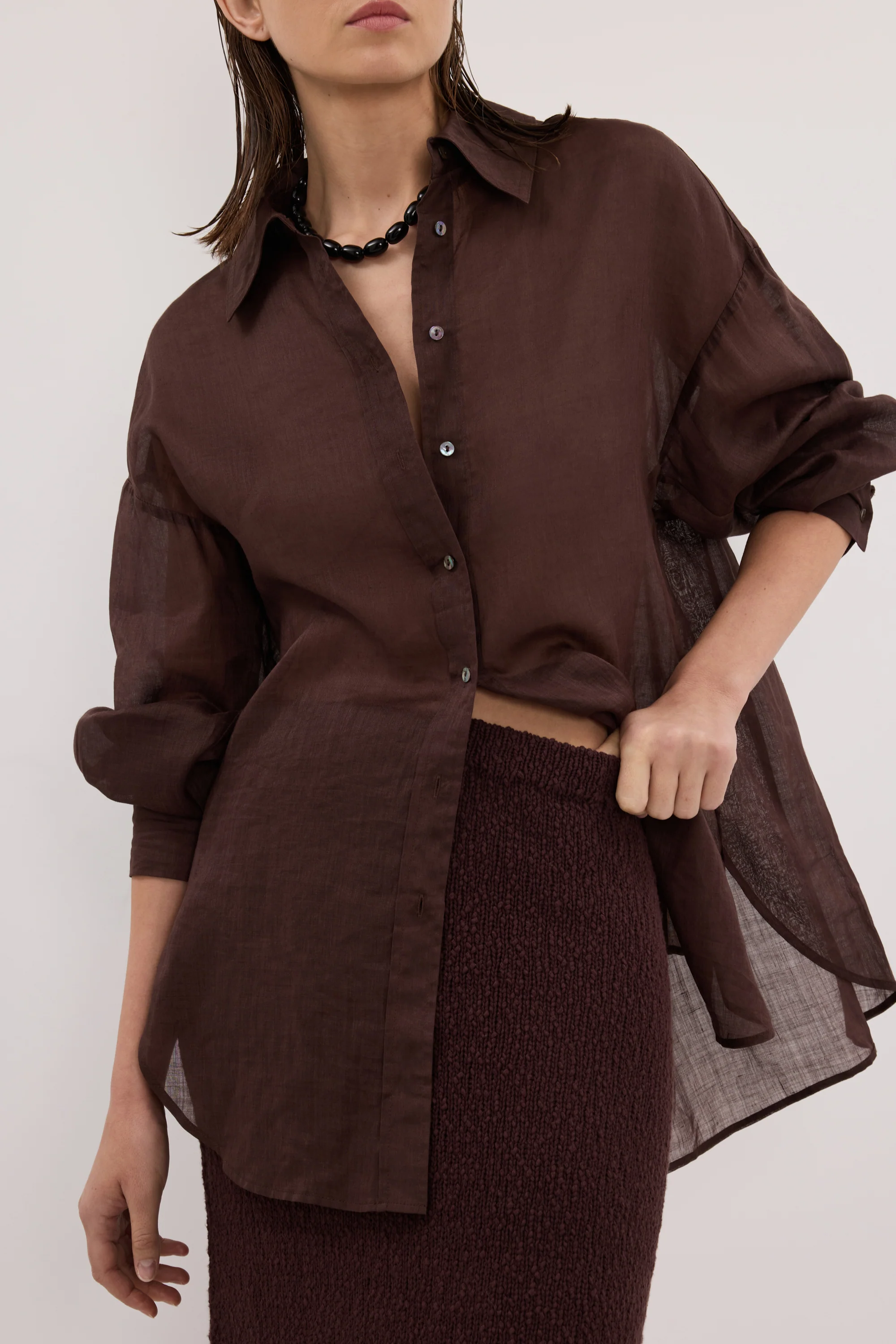 DINA CHOC KNIT MIDI SKIRT - Image 5