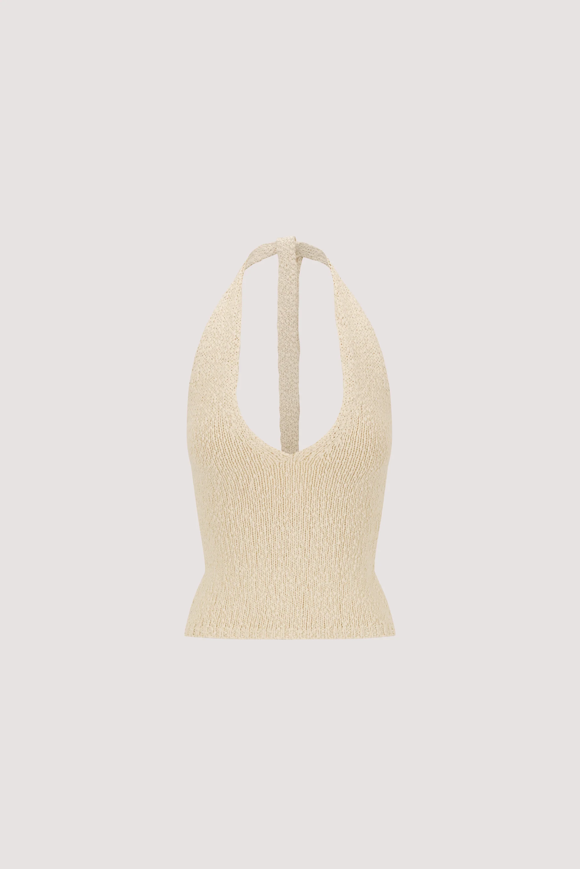 DINA NATURAL SLEEVELESS HALTER KNIT TOP - Image 8