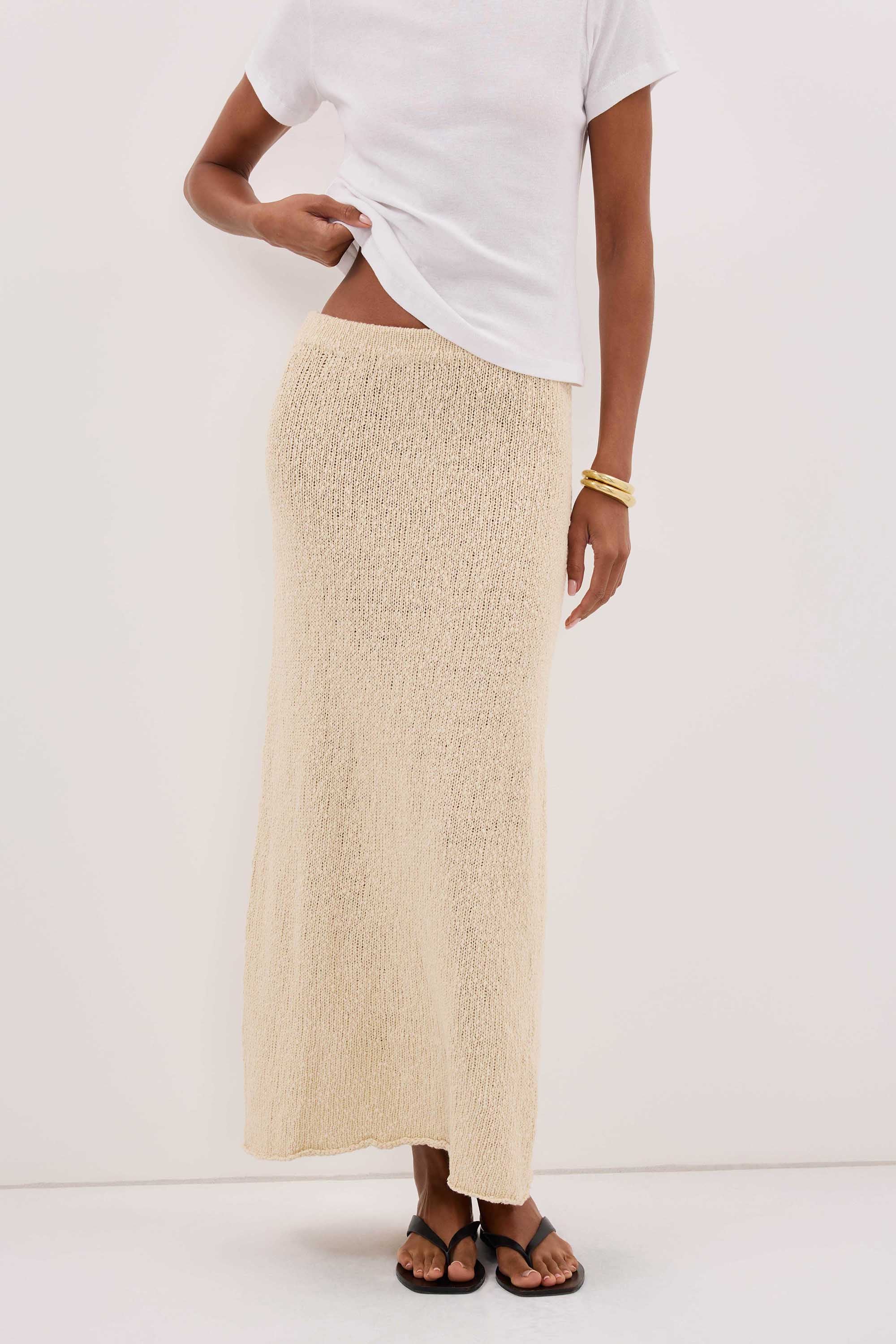 DINA NATURAL KNIT MIDI SKIRT - Image 2