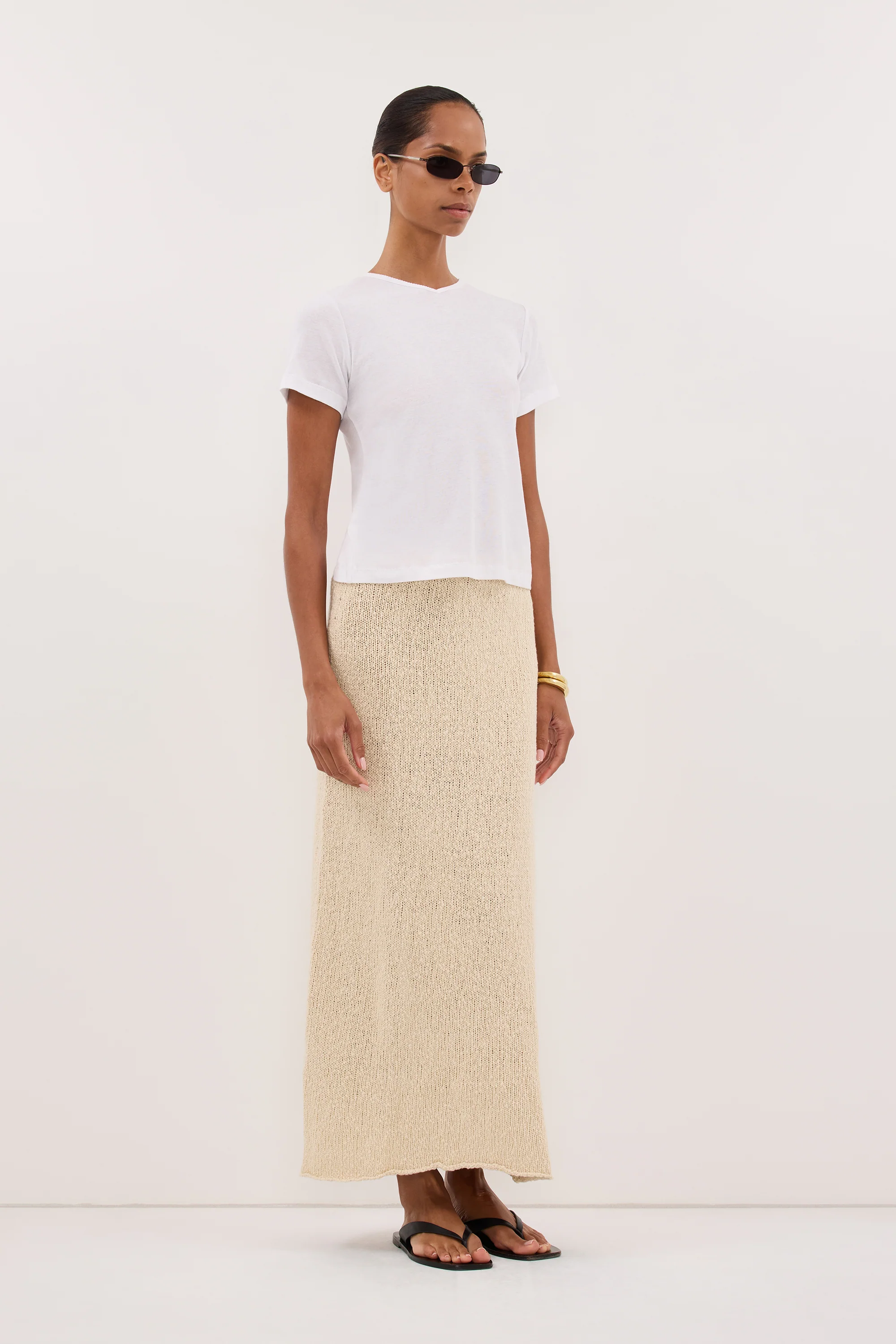 DINA NATURAL KNIT MIDI SKIRT - Image 3